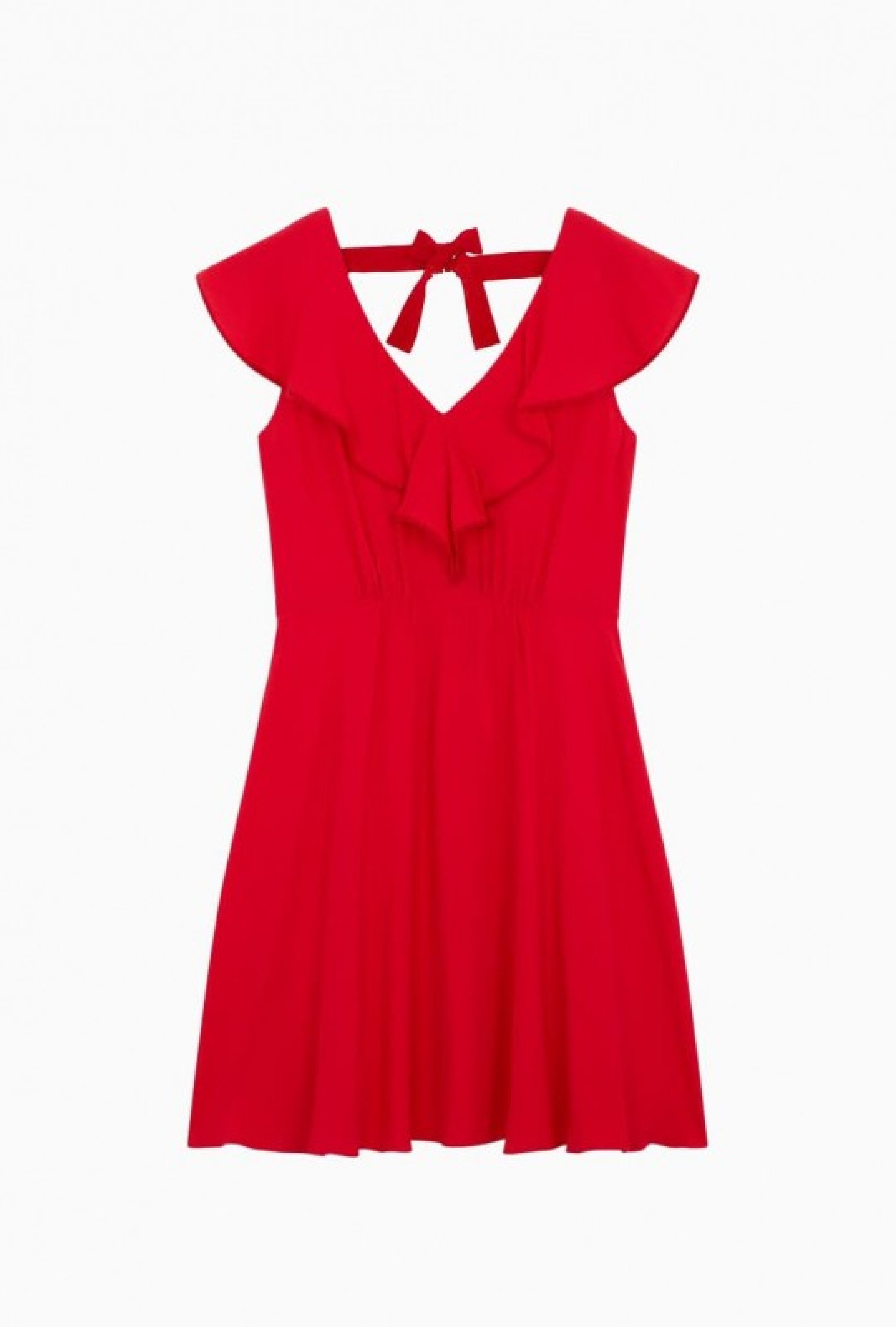 Robe Courte Rouge En Crepe-Exclusivité web
