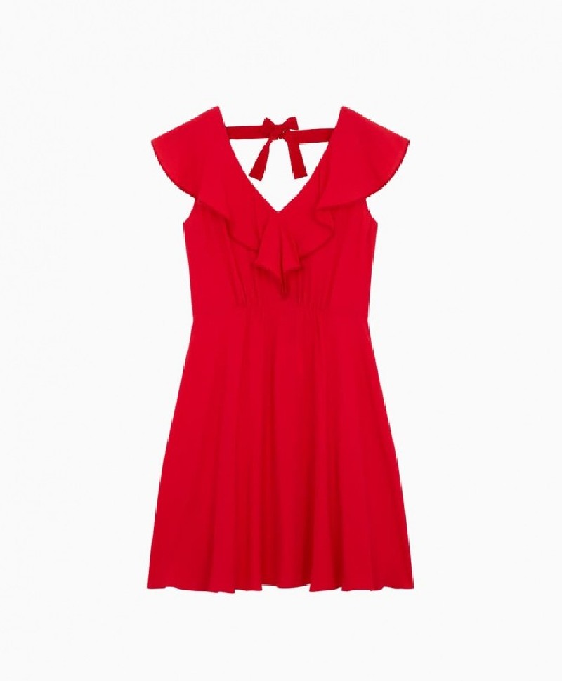 Robe Tara Jarmon Courte Rouge En Crepe-Exclusivité web