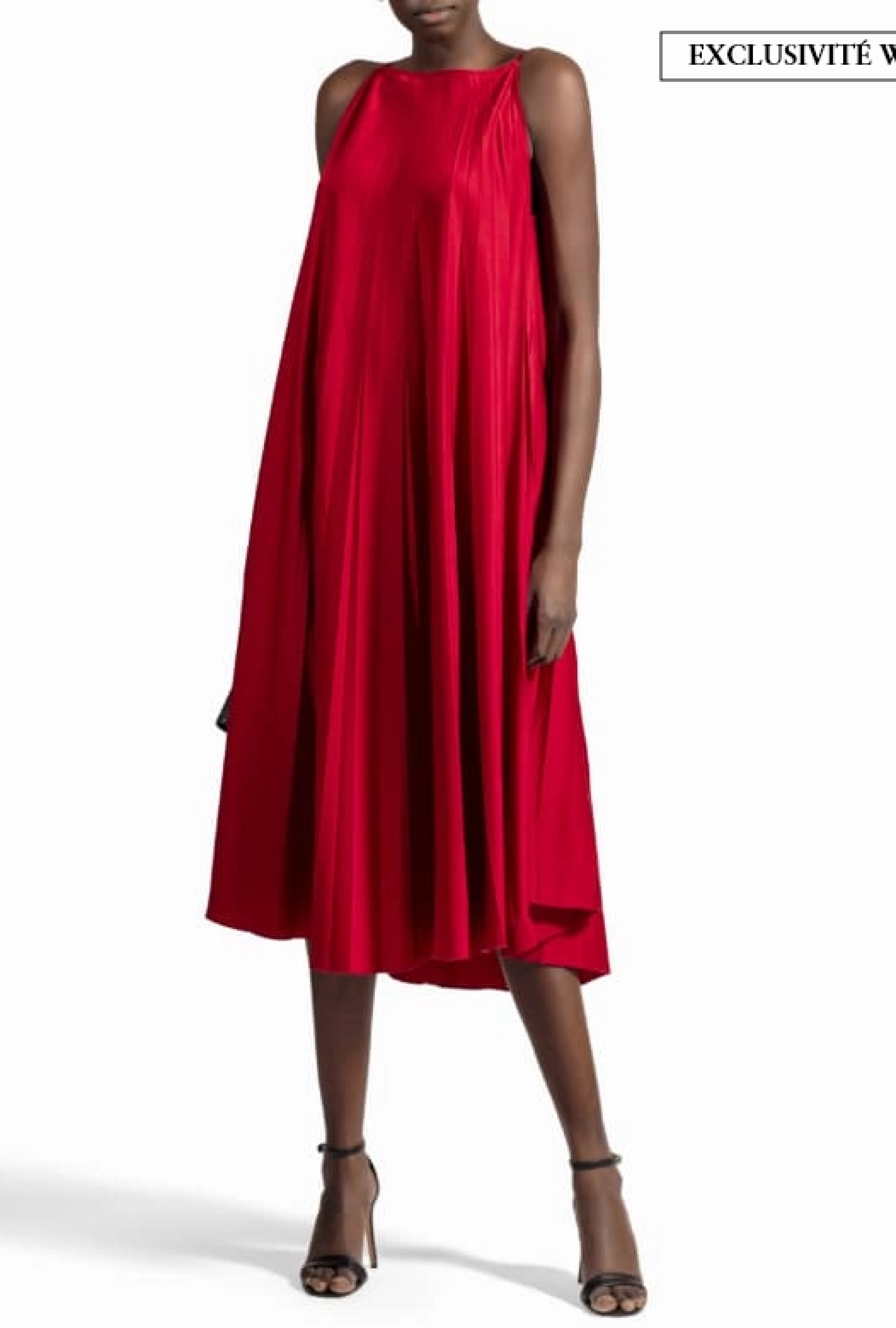 Robe Trapèze plissée rouge