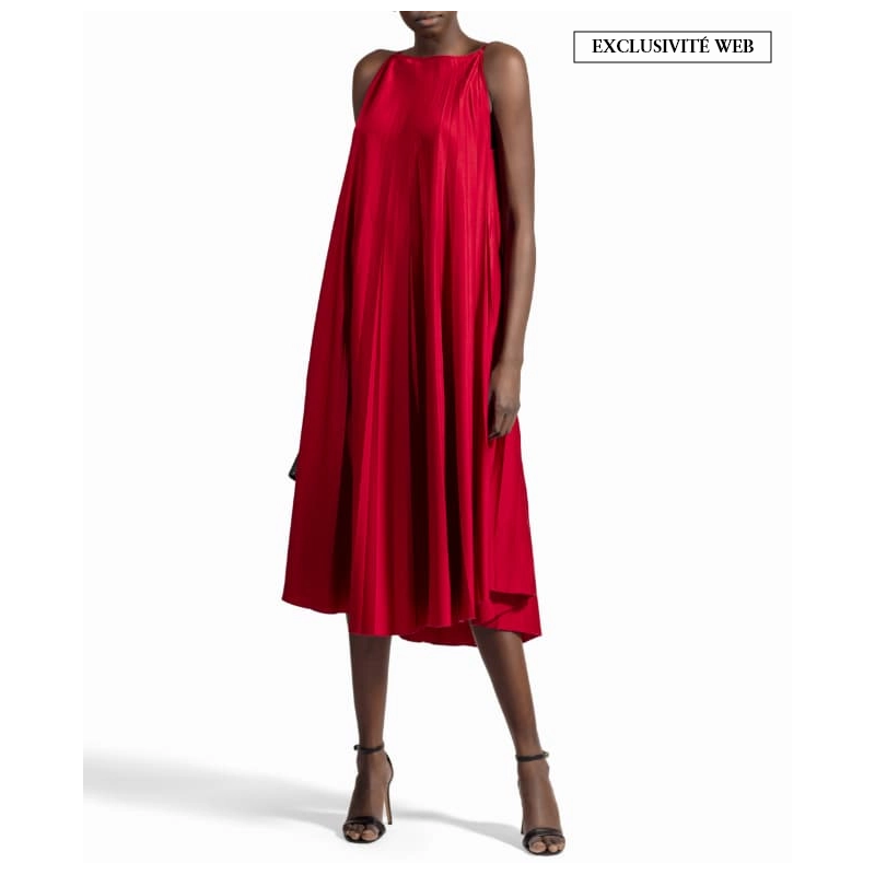 Robe Trapèze plissée rouge