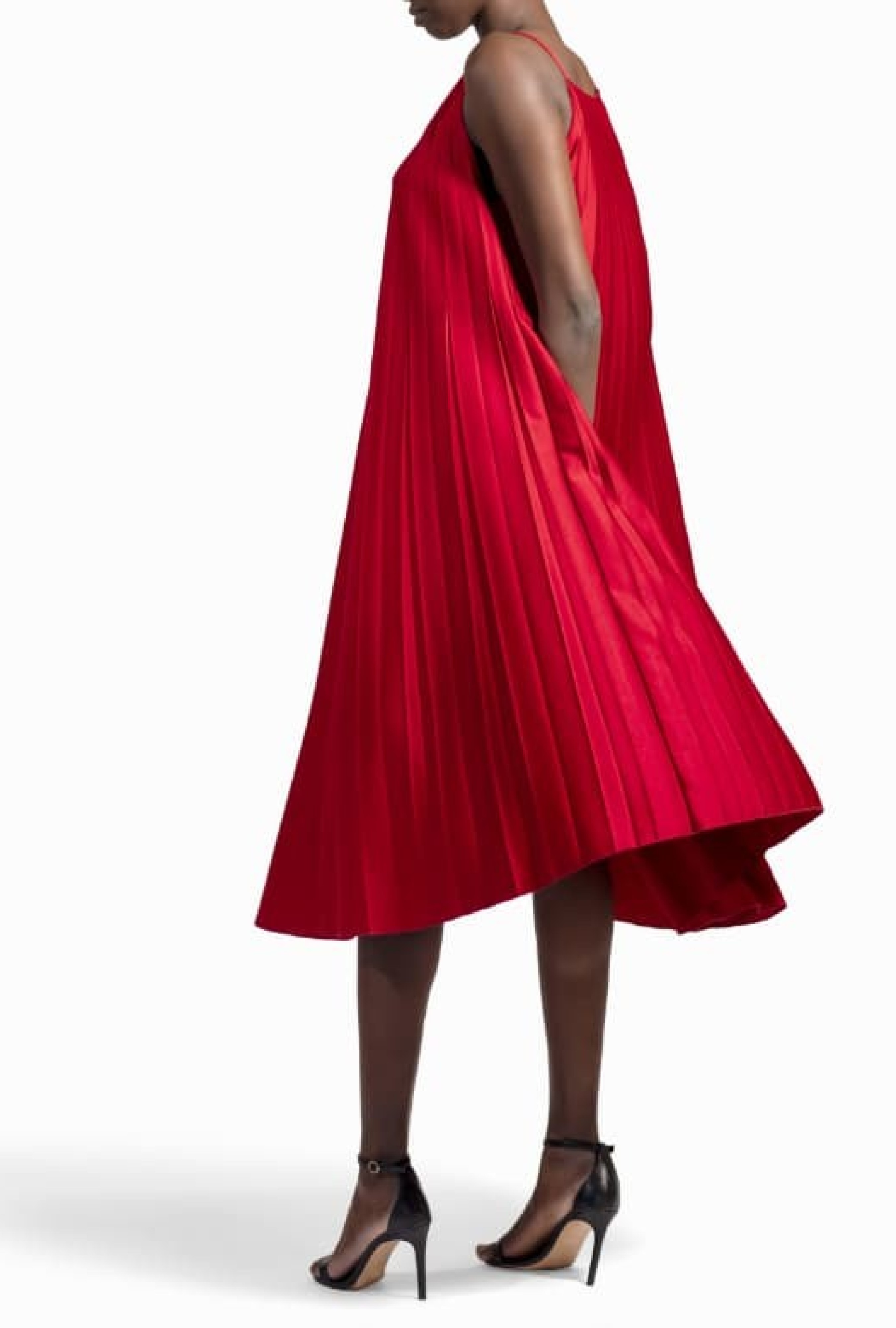Robe Trapèze plissée rouge