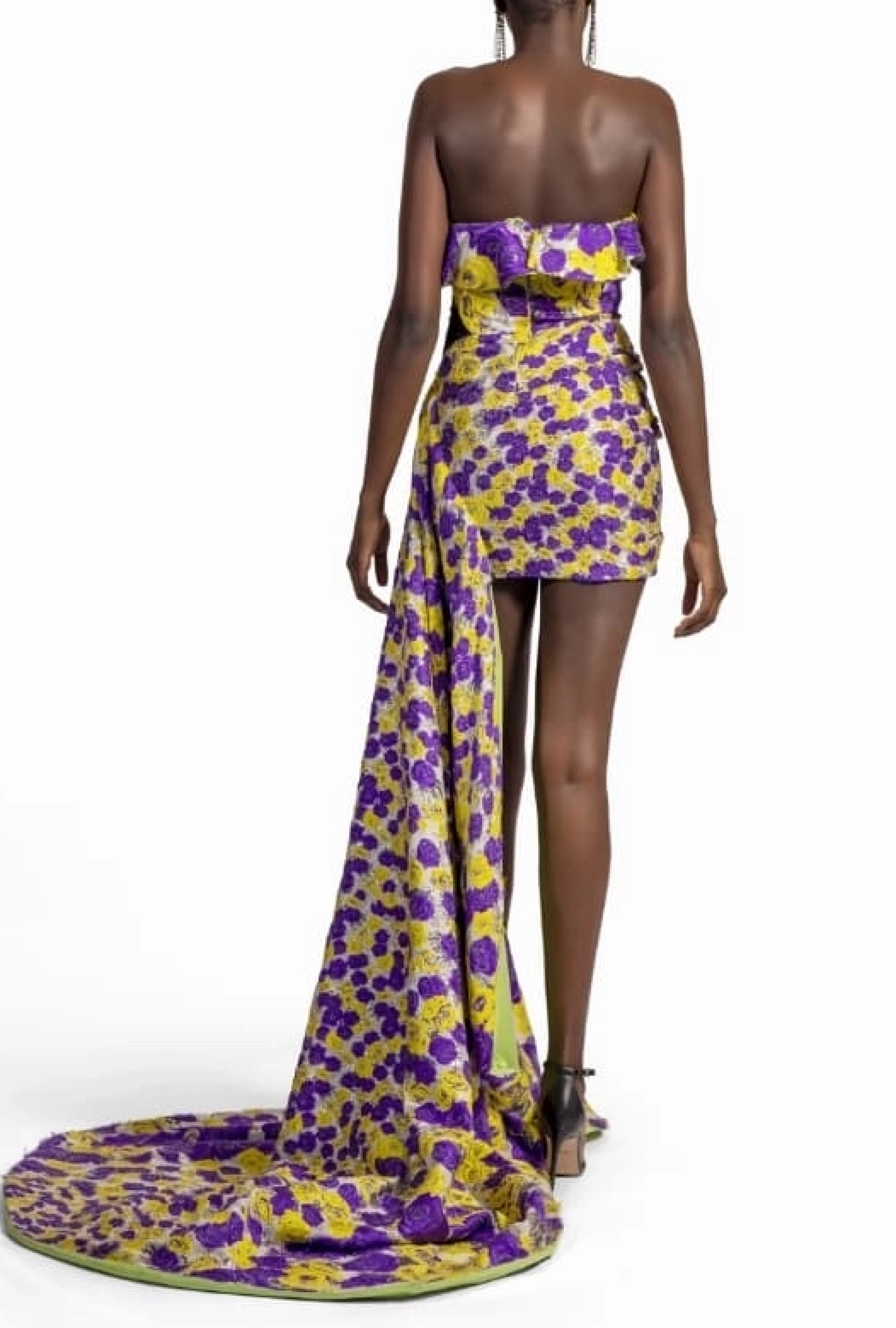 Robe Bustier Traine Violette et Jaune