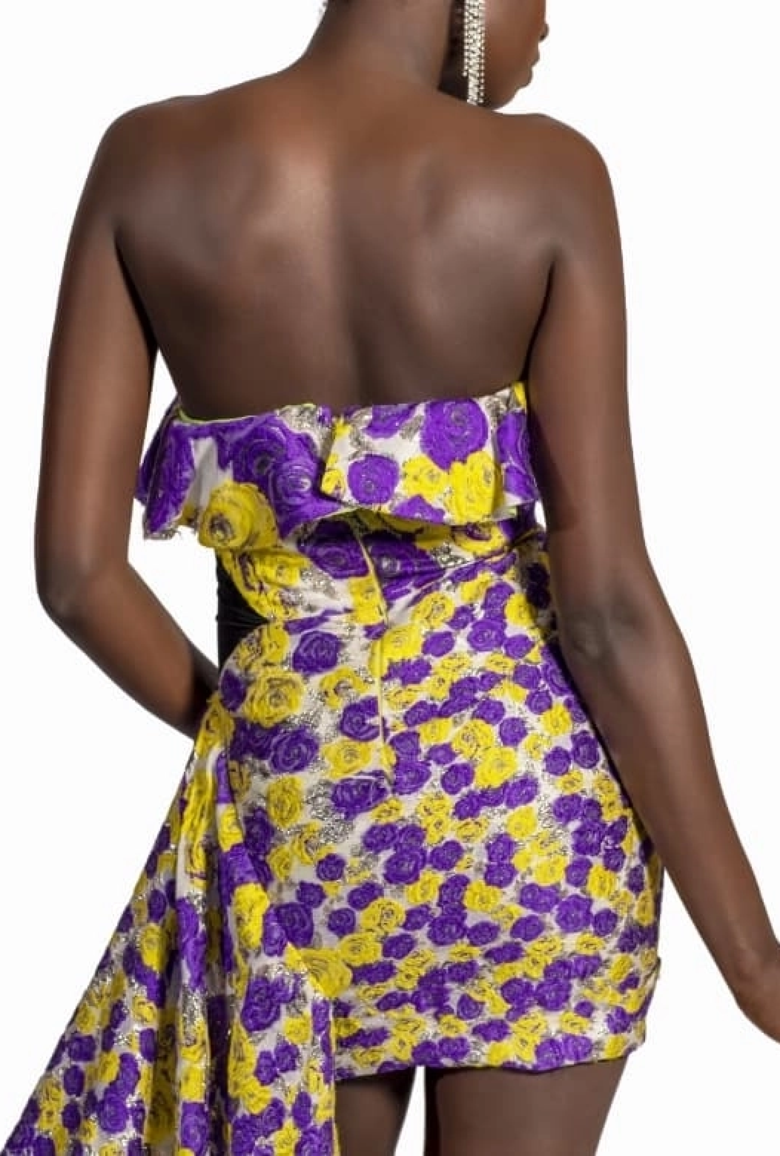 Robe Bustier Traine Violette et Jaune