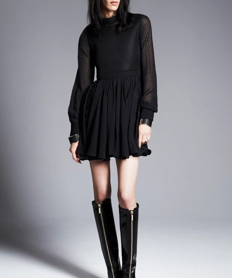 Robe Plumetis Résille Noire