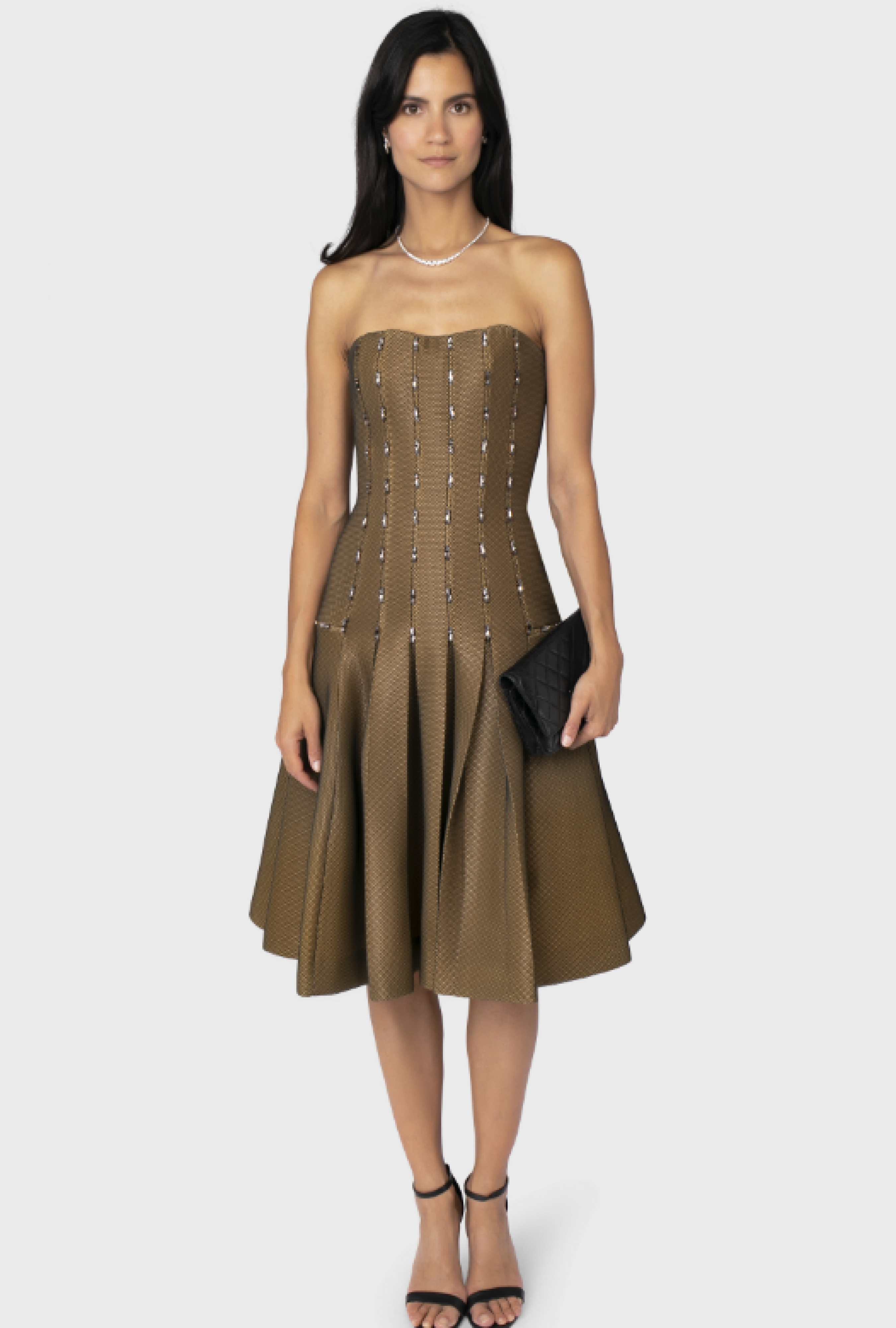 Robe bustier tulle kaki