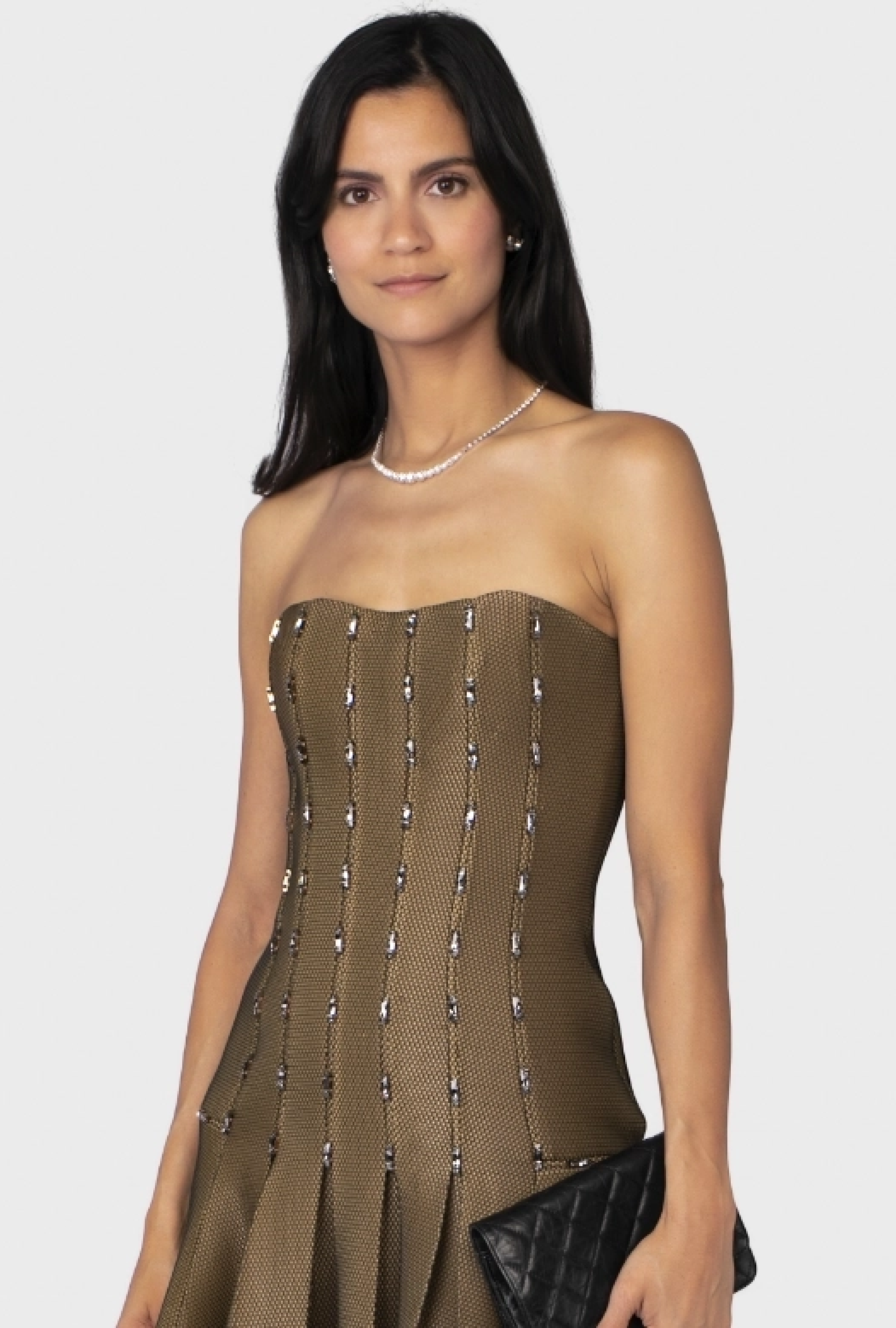 Robe bustier tulle kaki