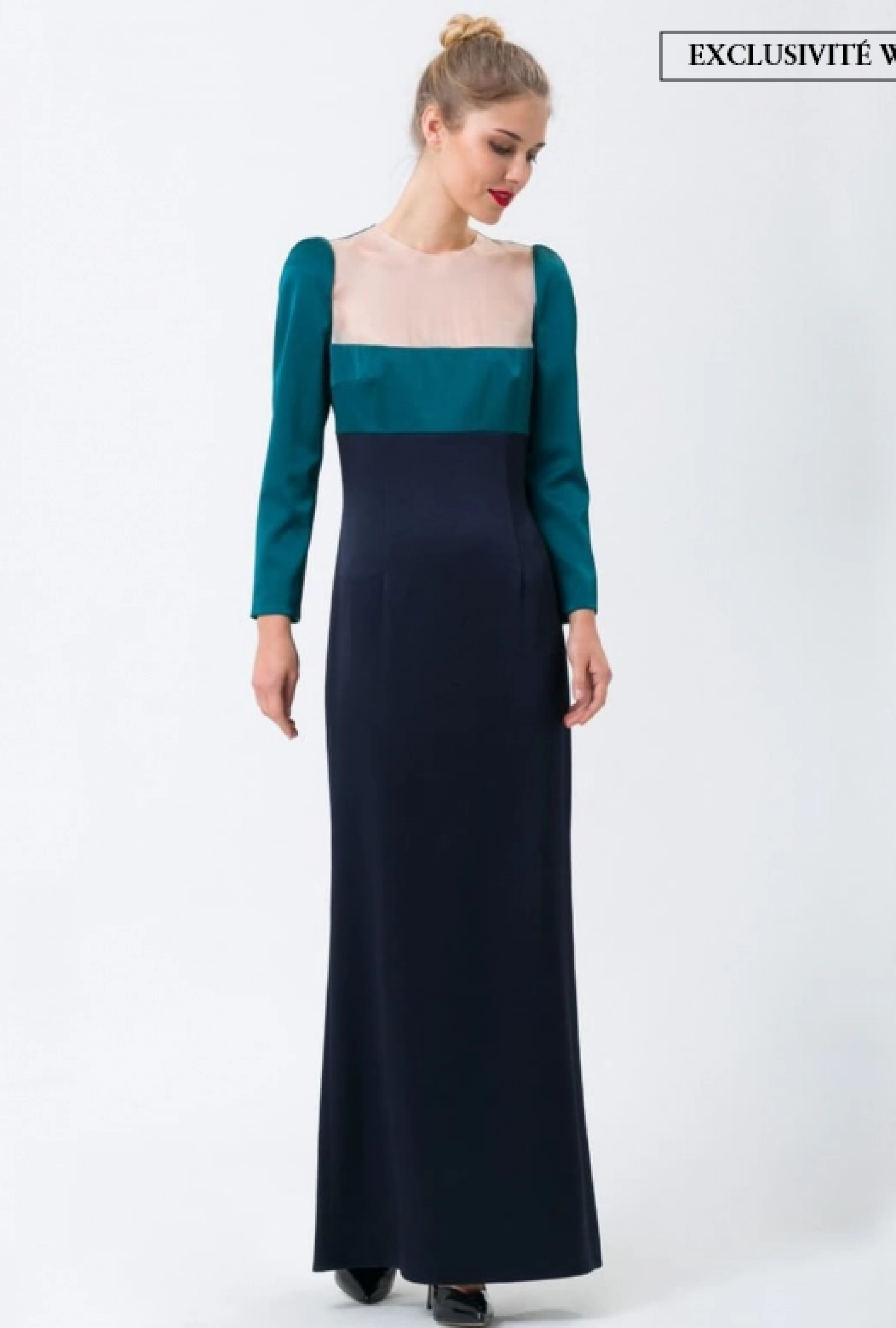 Robe Décolleté Carré Bleu