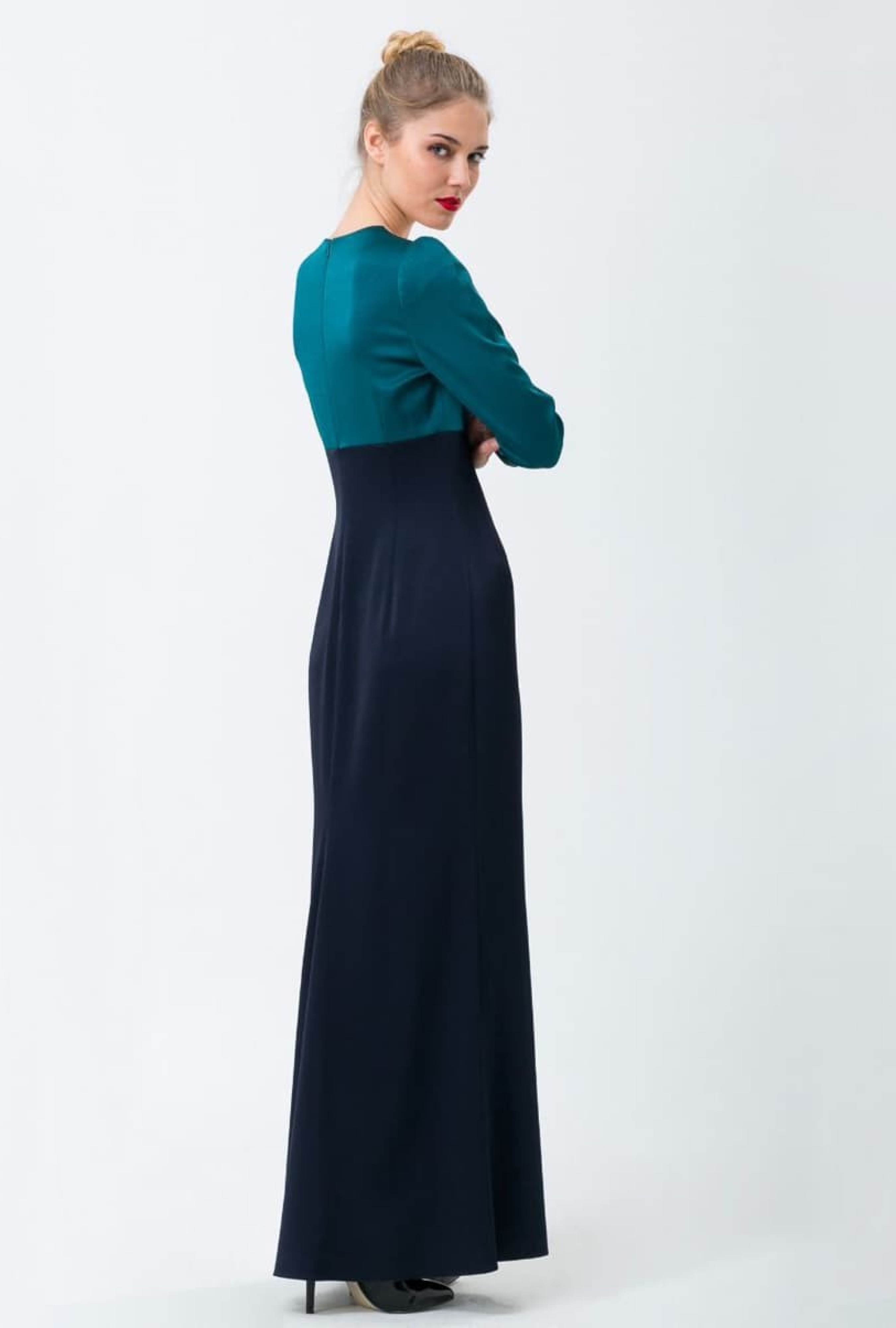 Robe Décolleté Carré Bleu