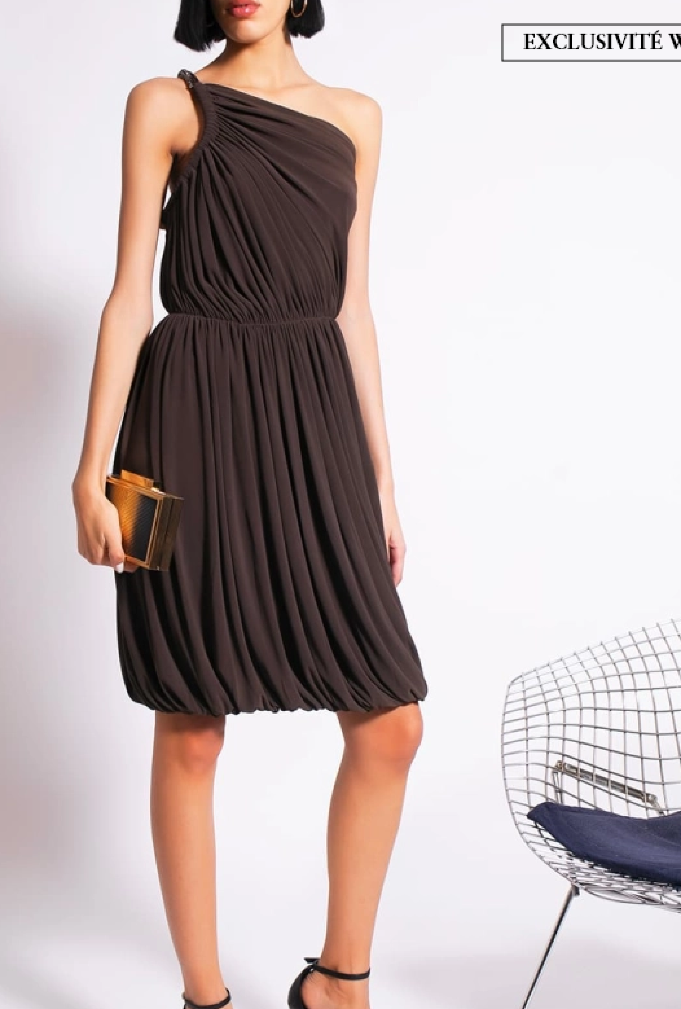 Robe Asymétrique Jersey Marron