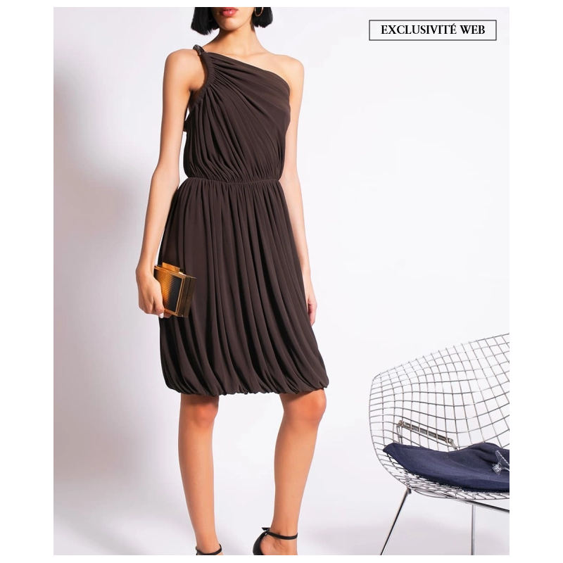 Robe Asymétrique Jersey Marron