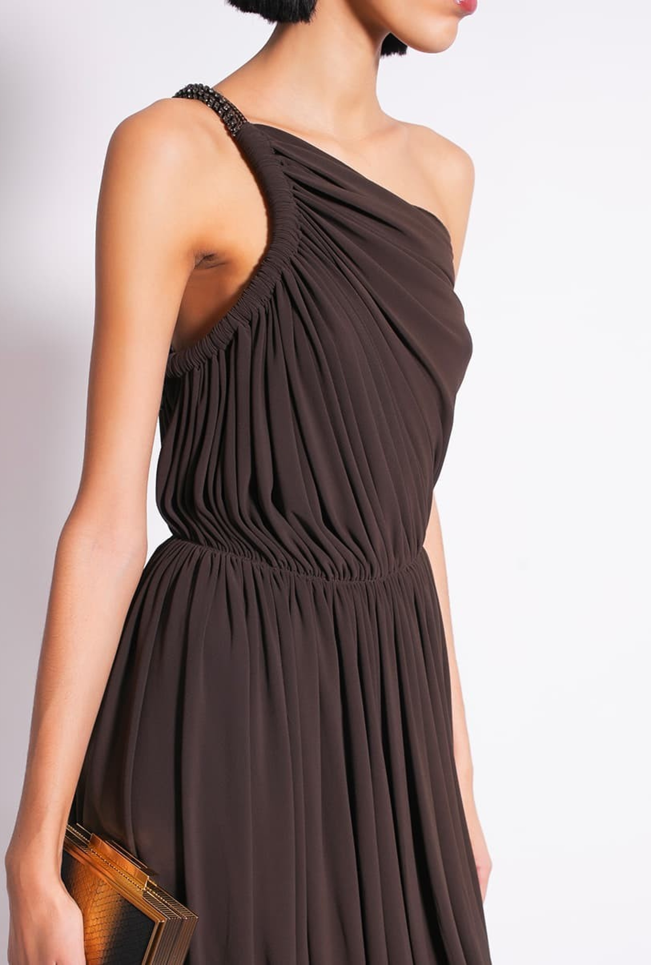 Robe Asymétrique Jersey Marron