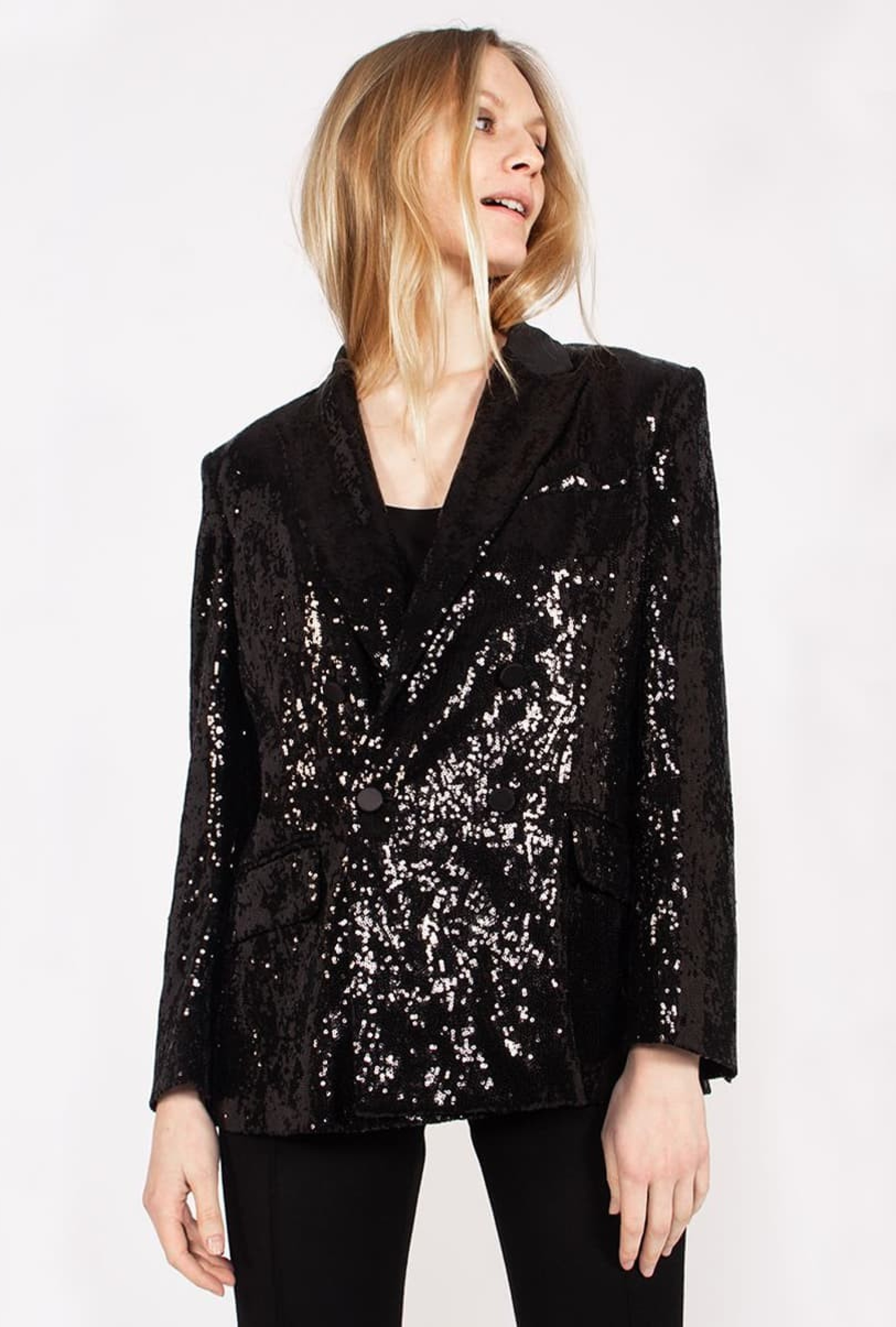 Veste croisée noire paillette