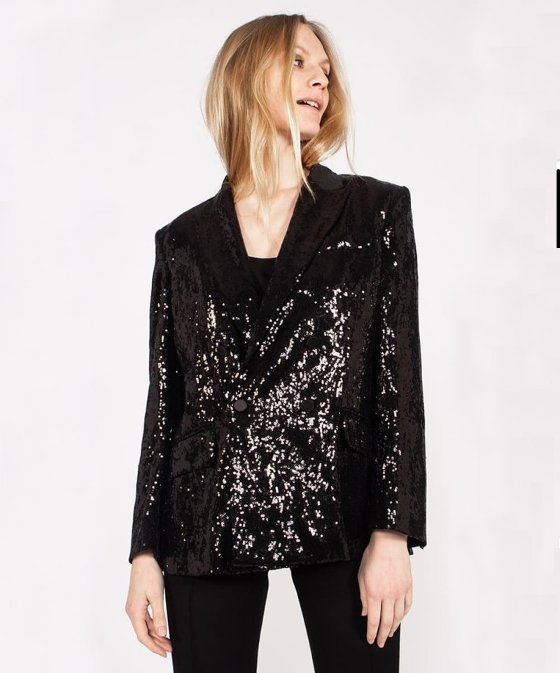 Veste croisée noire paillette