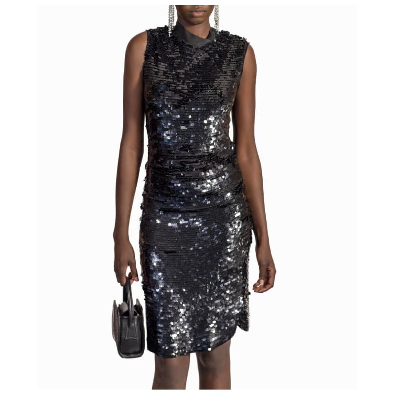 Robe courte sequins noirs