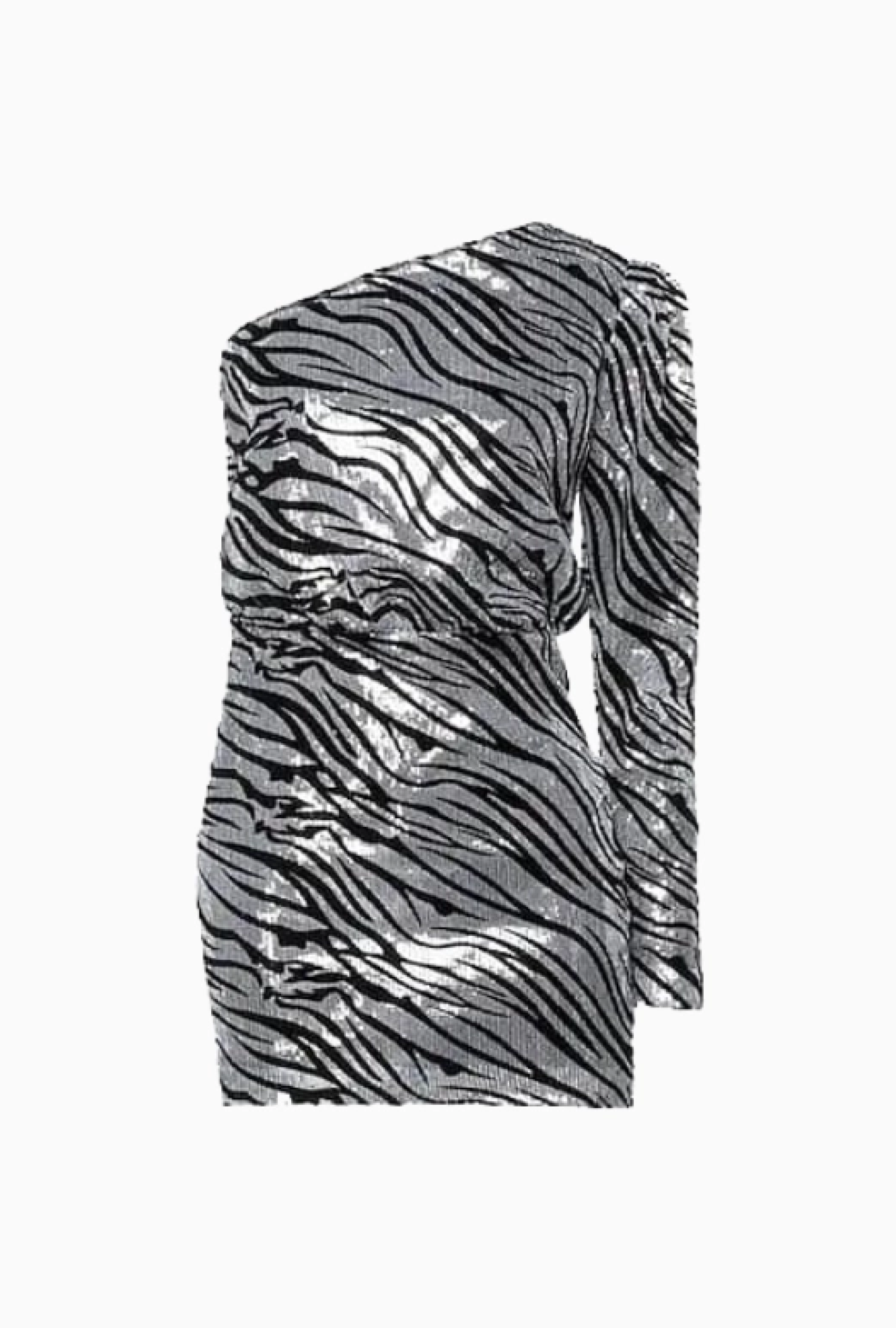 Robe One Shoulder Zebra Sequin