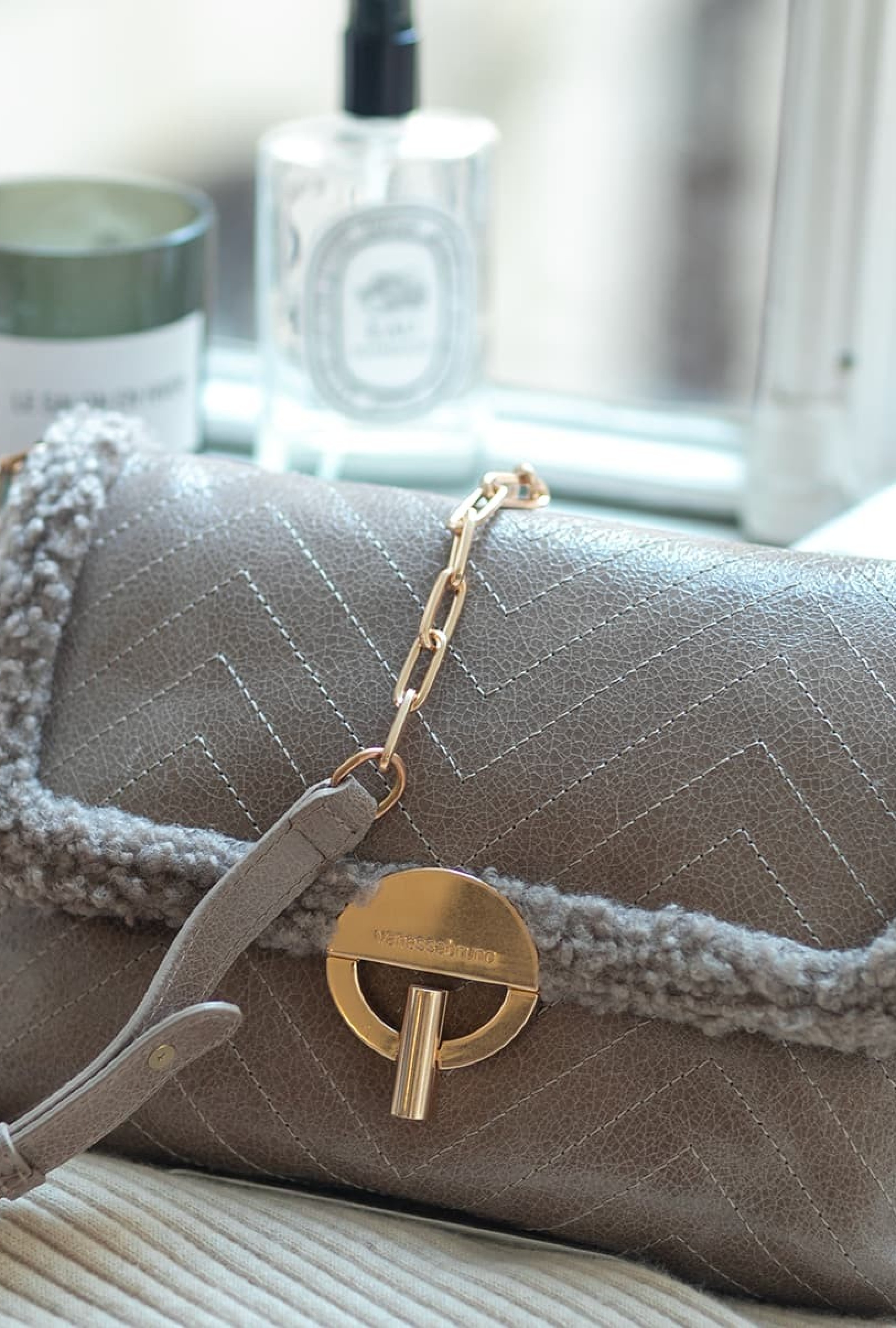 Sac Moon  Peau Lainée Cendrée