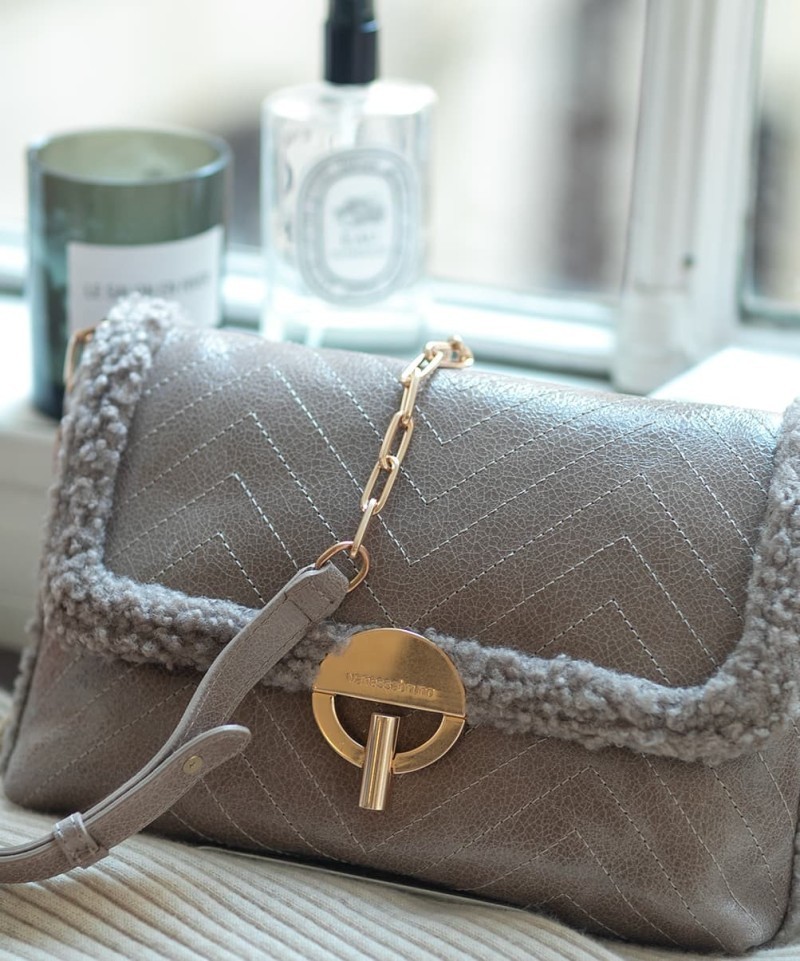 Sac Moon  Peau Lainée Cendrée