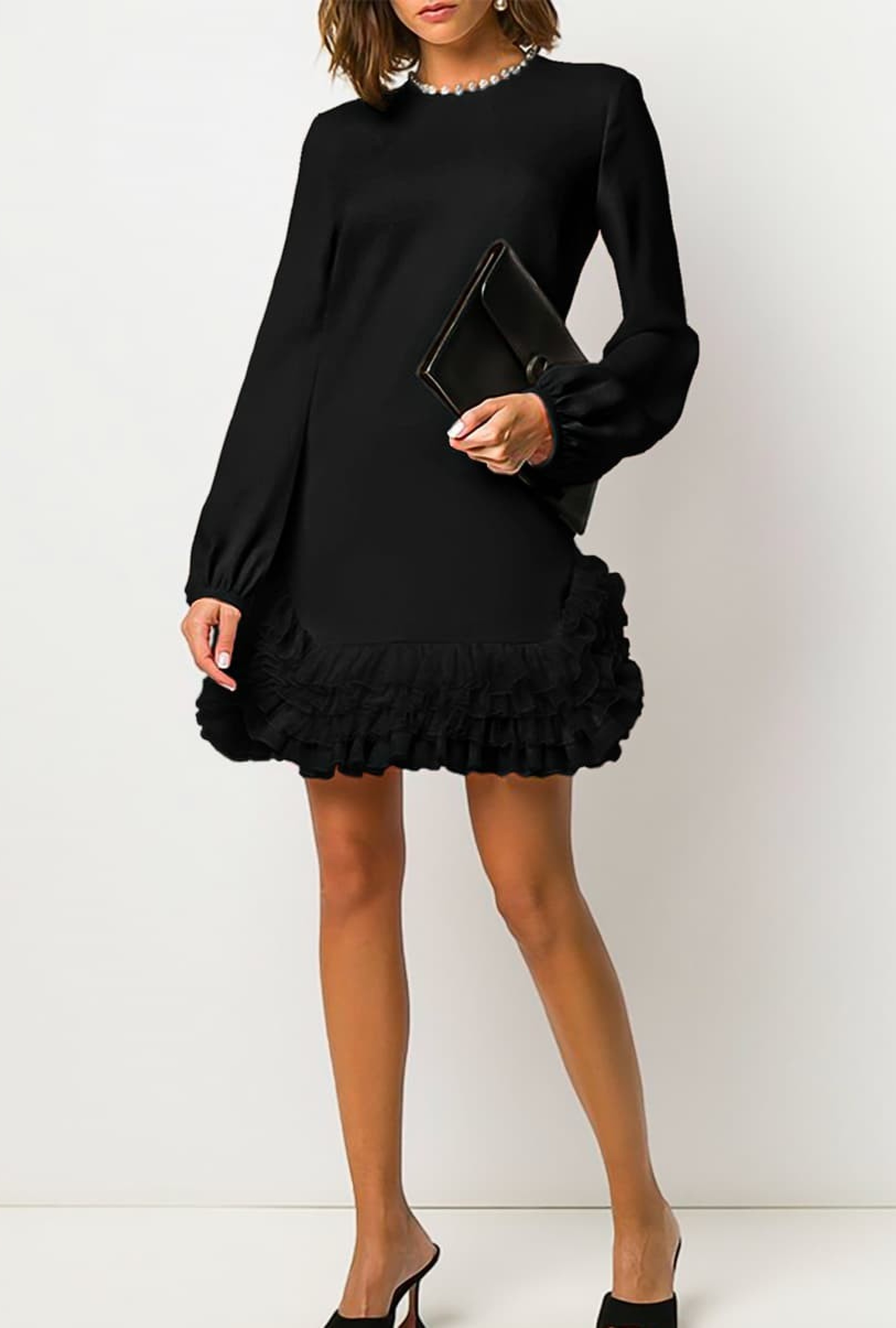 Robe Noire à Volants