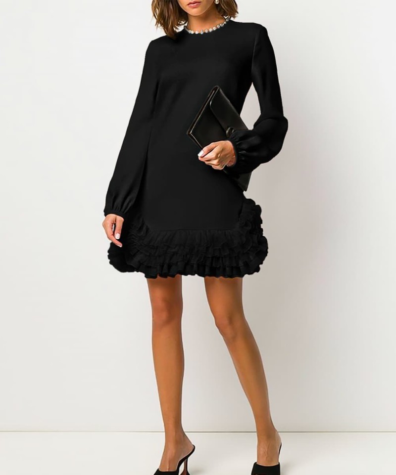 Robe Noire à Volants