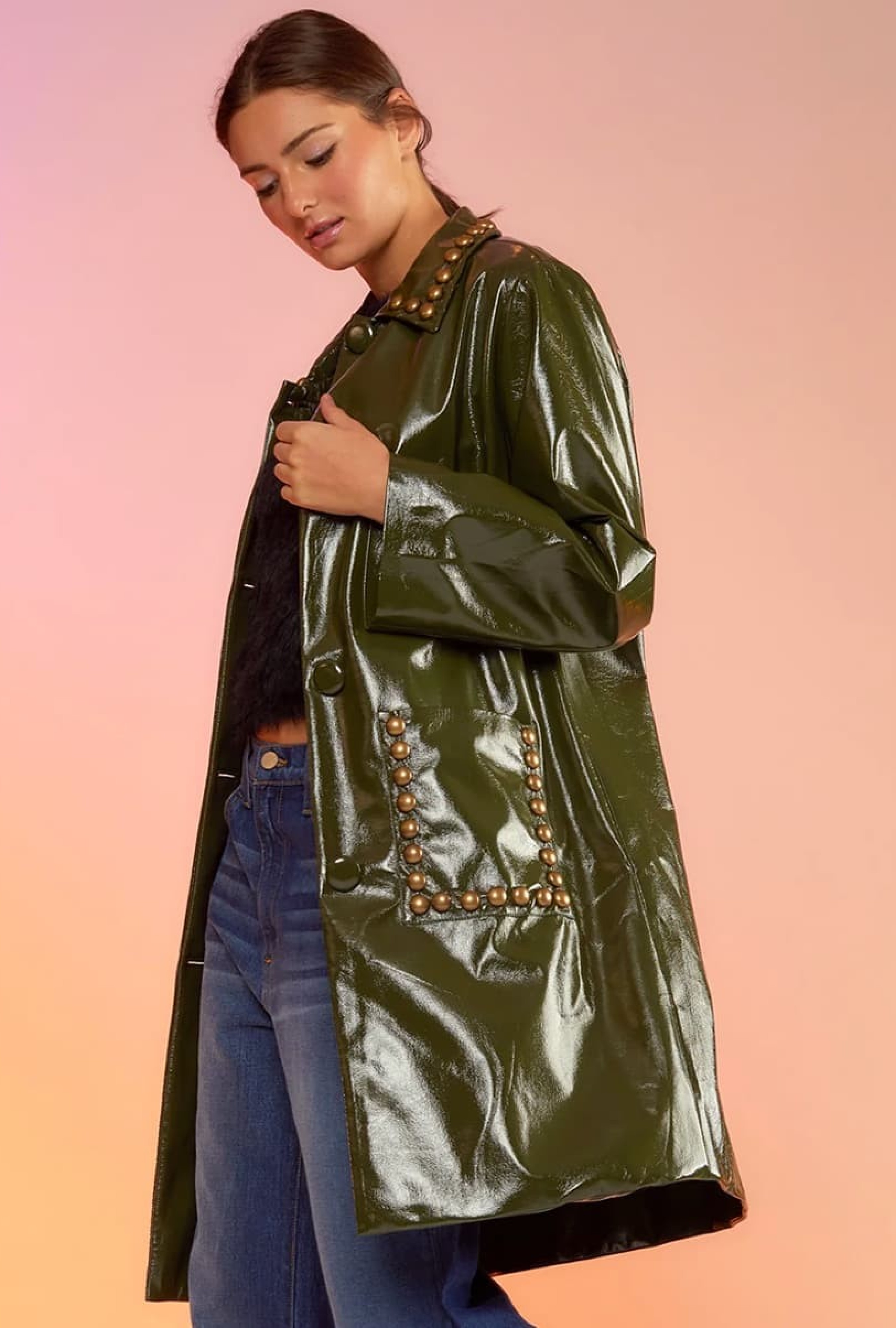 Manteau Clouté Kaki