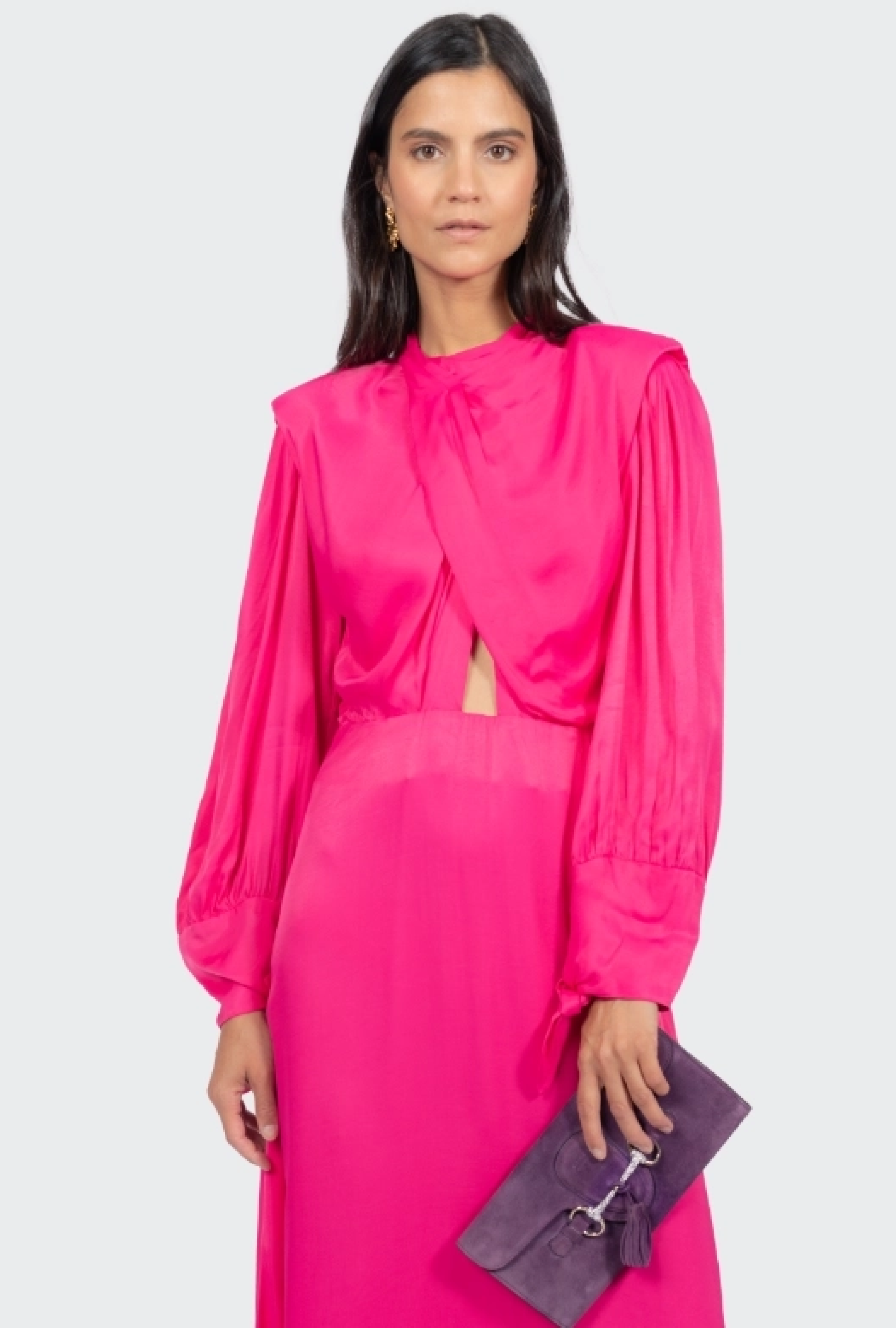 Robe Draped Satin Maxi