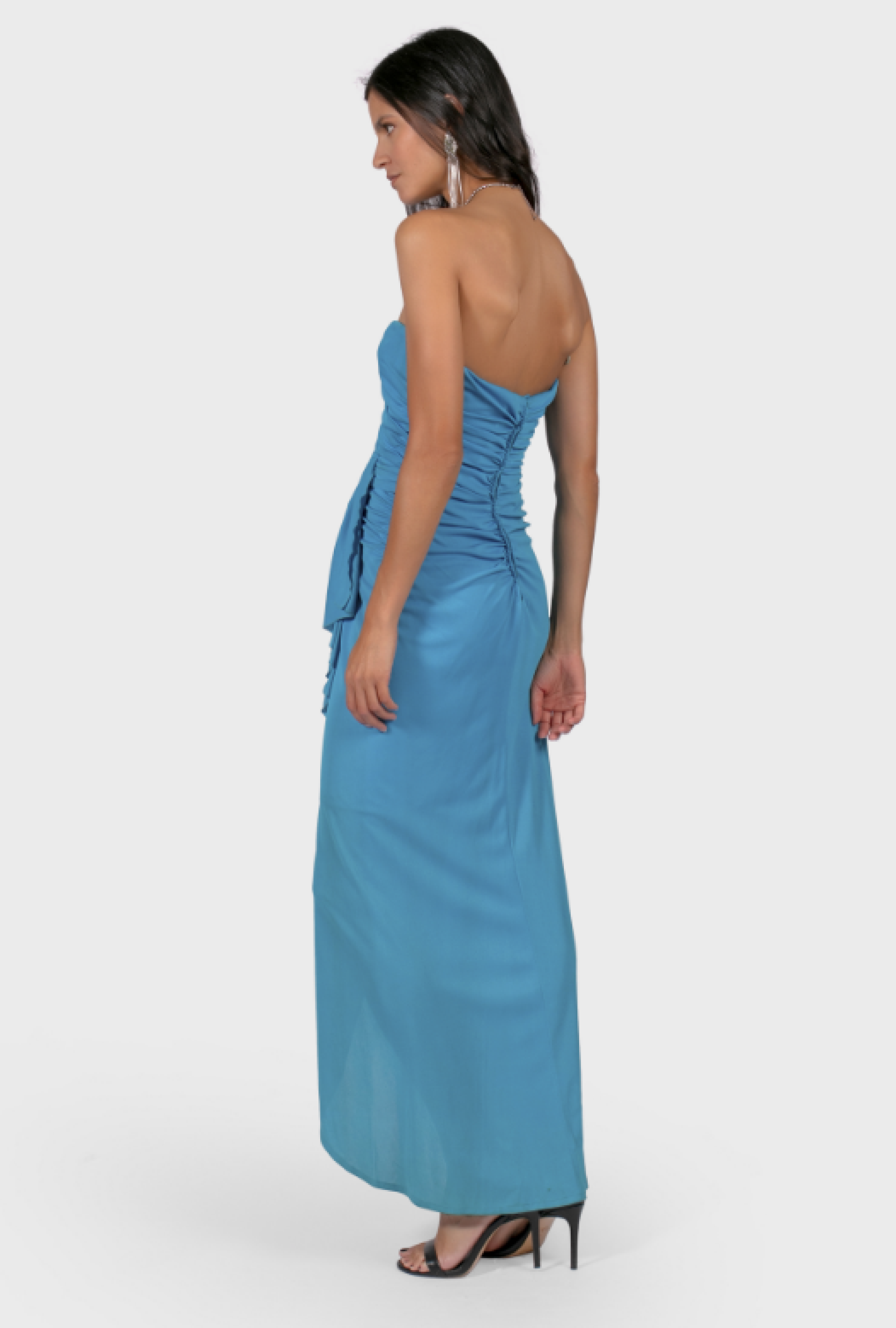 Robe Bustier Drapée Bleue