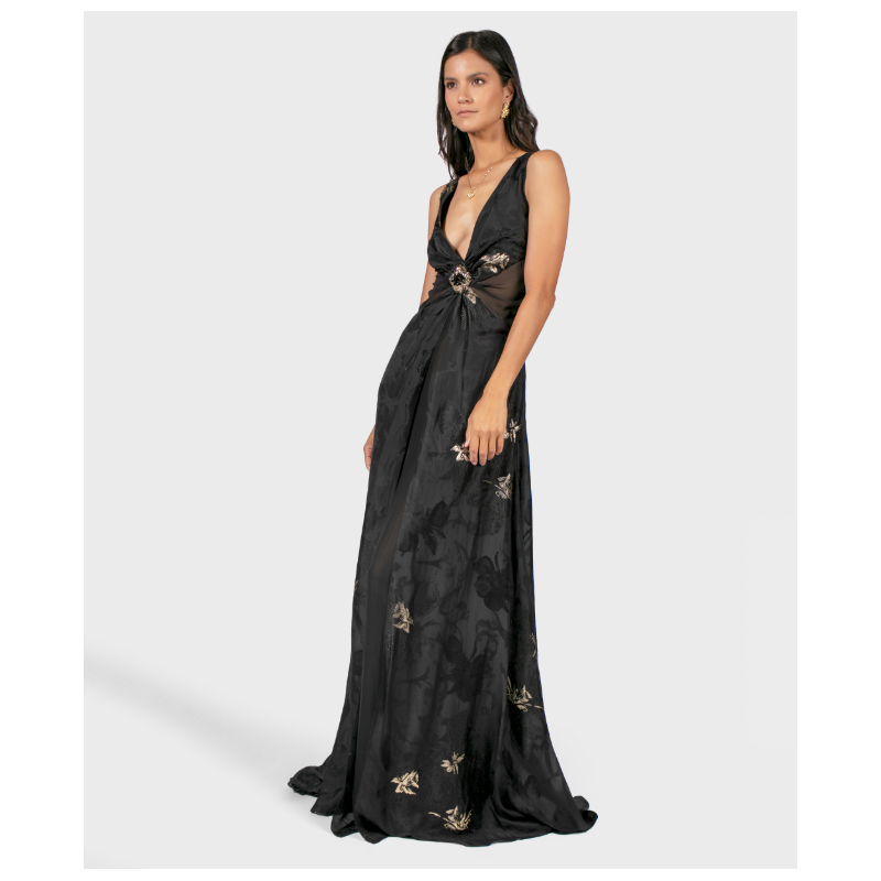 Robe Jacquard Noir et Doré
