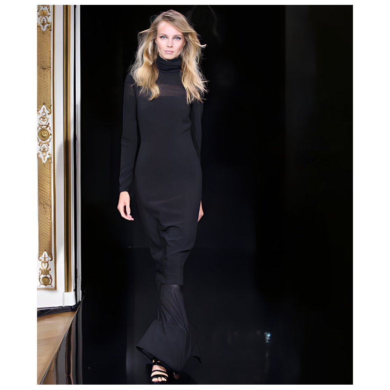 Robe Col Roulé Noire