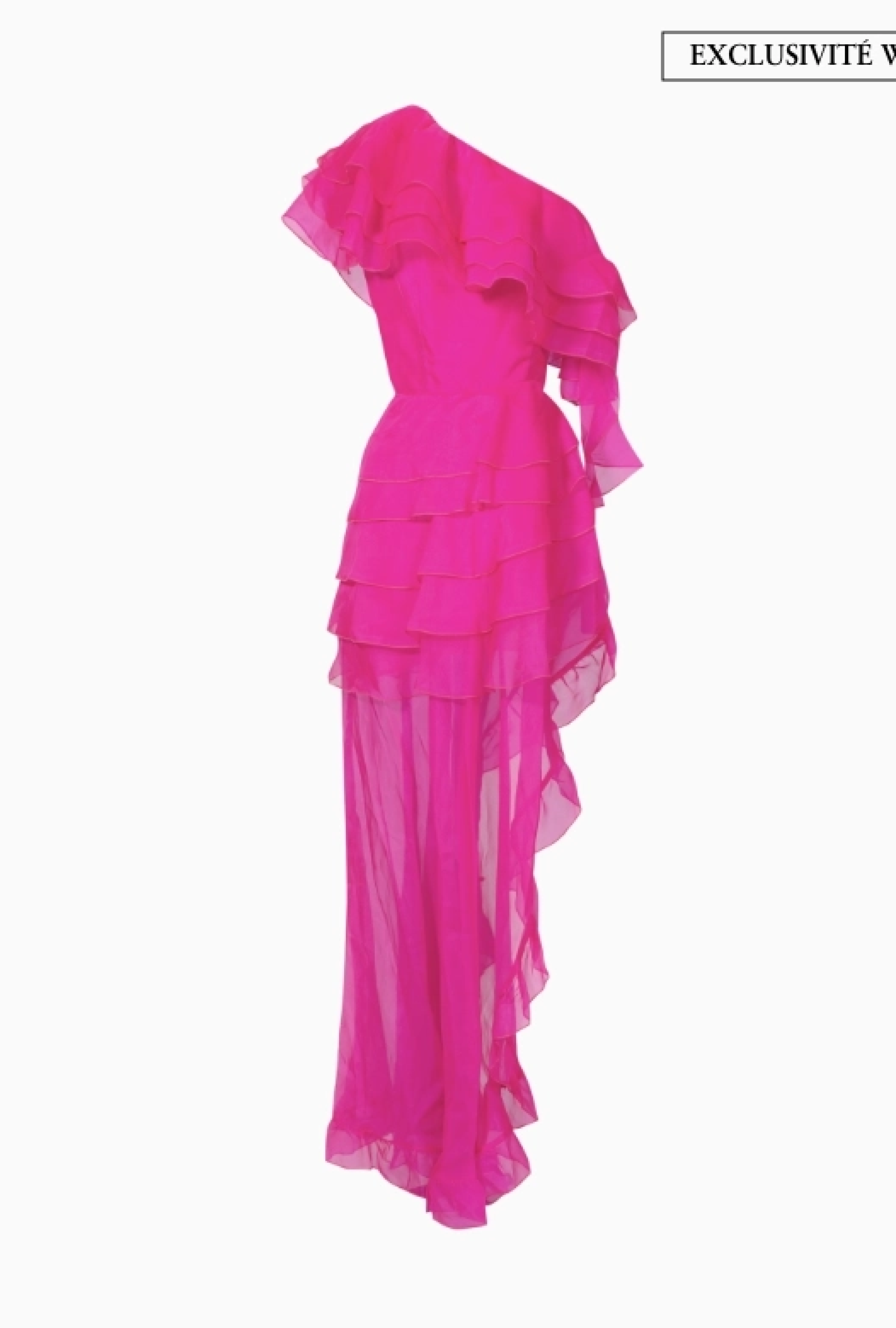 Robe Ruffle Fuchsia Midi