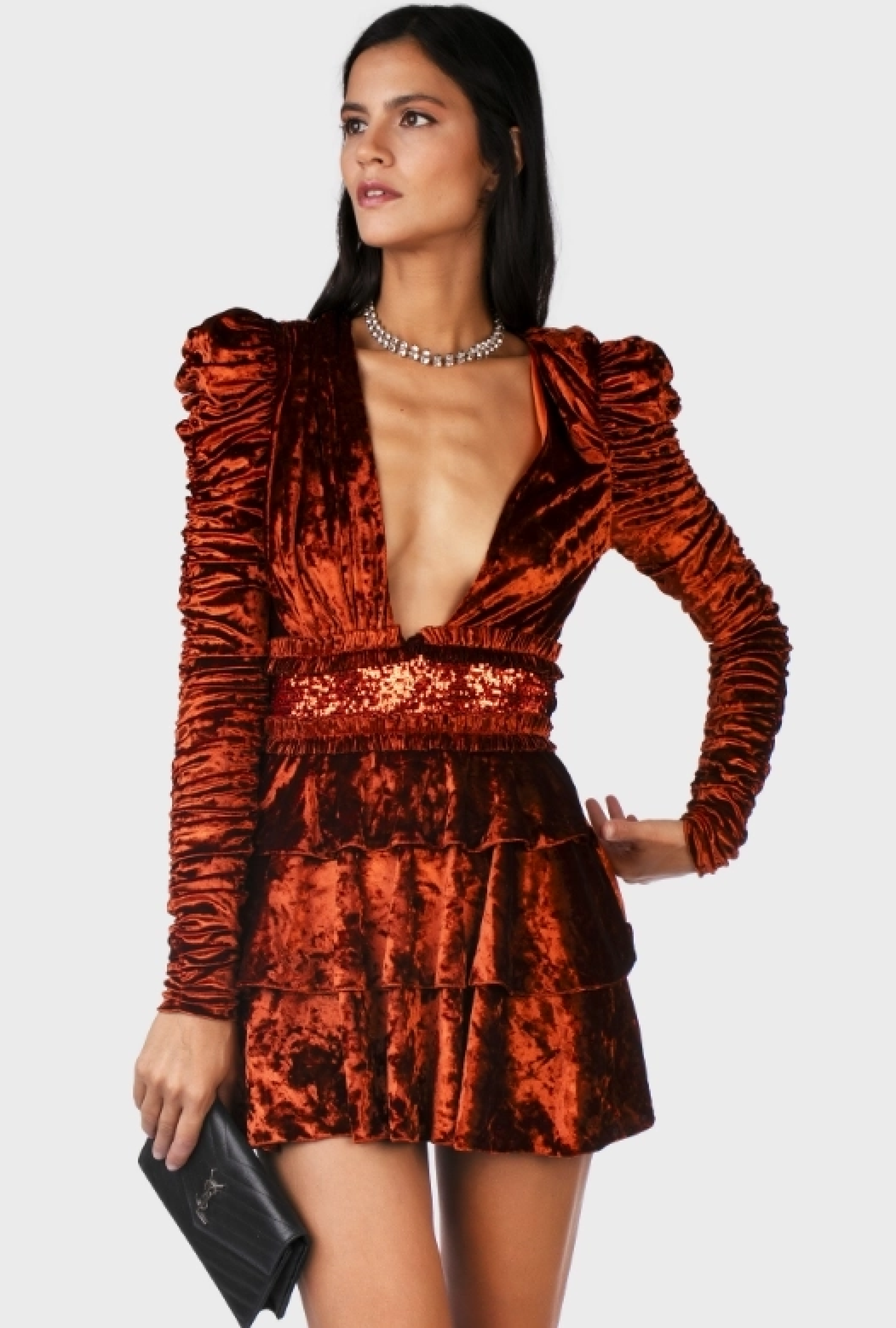 Robe Georgia Orange Velvet