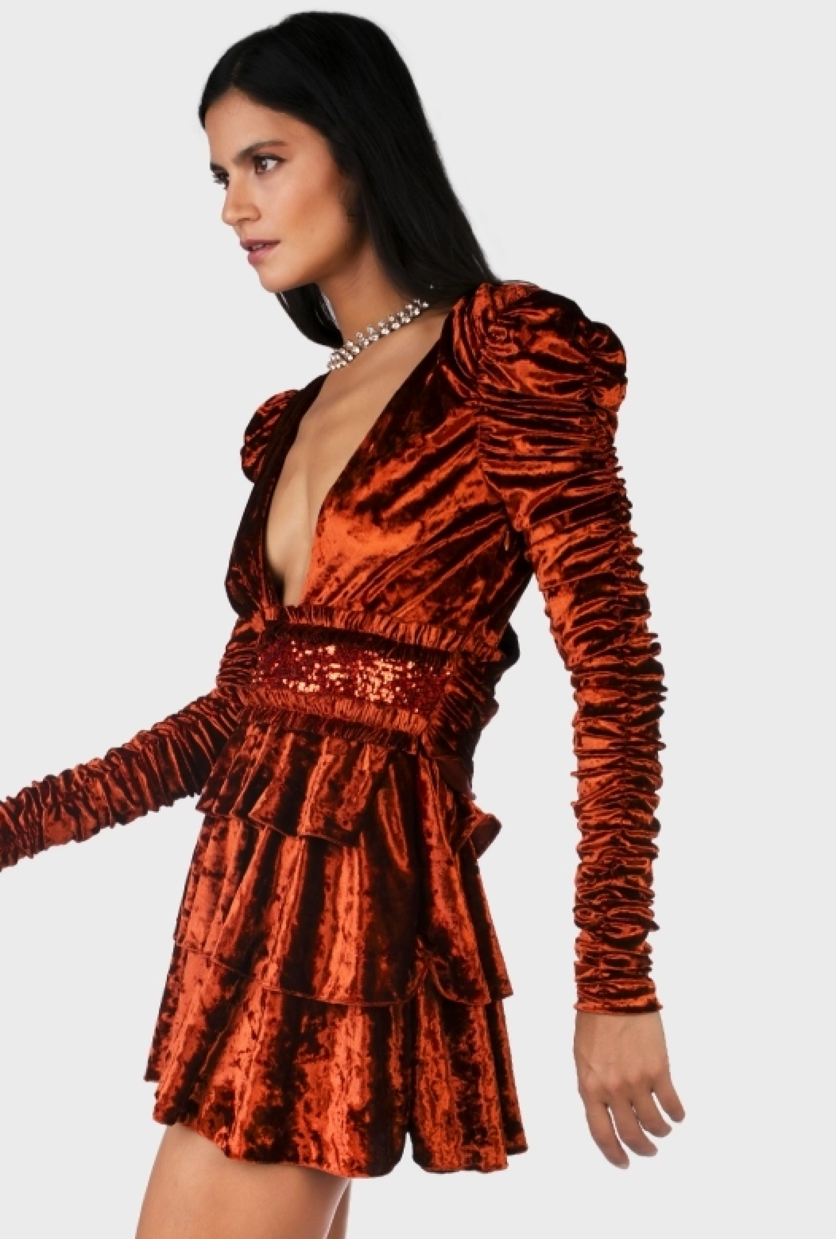 Robe Georgia Orange Velvet