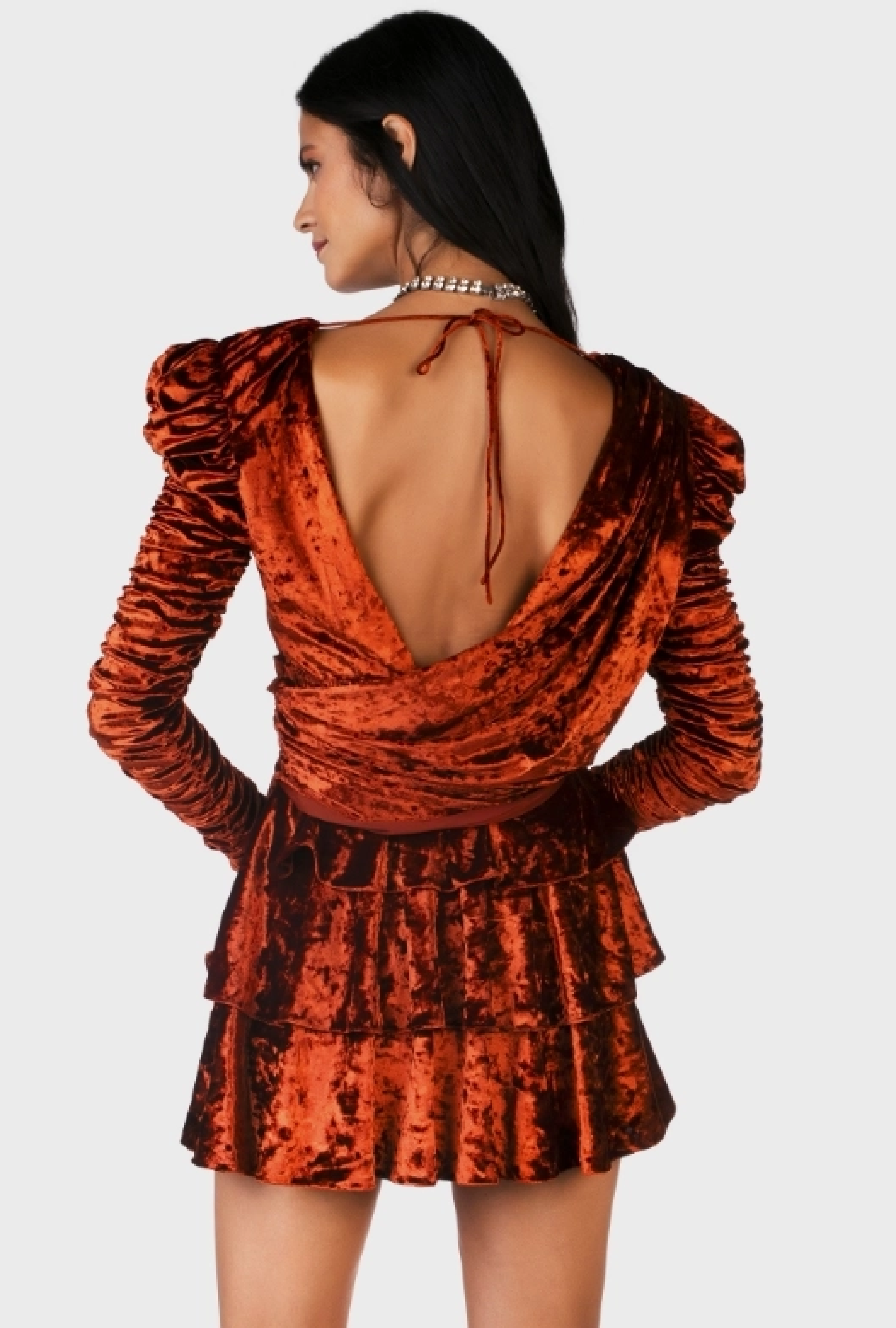 Robe Georgia Orange Velvet