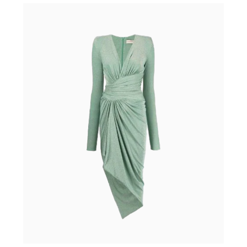 Robe froncée en maille métallisée