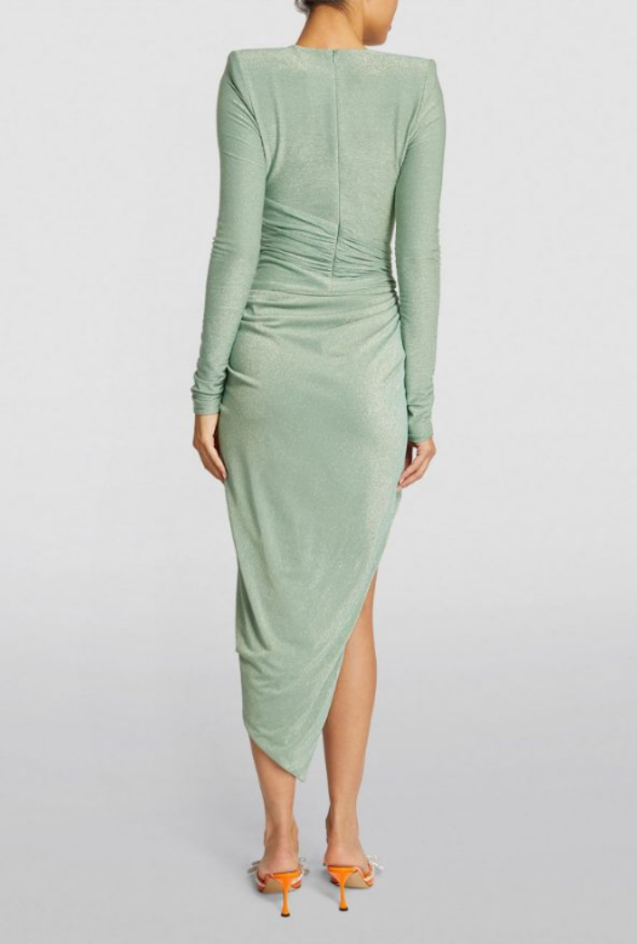 Robe froncée en maille métallisée