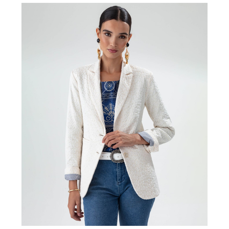 Veste Bleu Blanc Rouge Eiffel Leopard Ecru