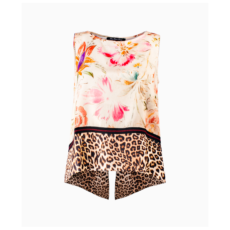 Top Bleu Blanc Rouge Silhouette Imprimé