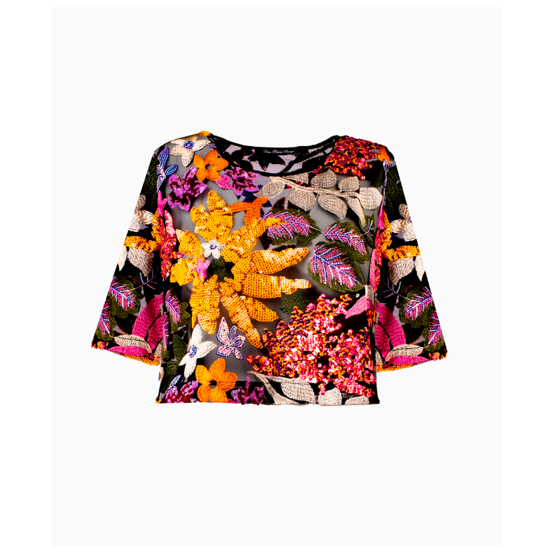 Top Bleu Blanc Rouge Elégance Sequins