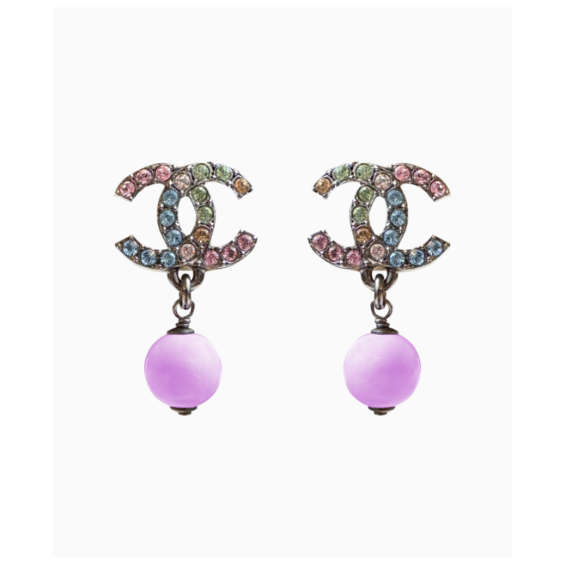 Boucles D'oreilles Chanel Double C Violette