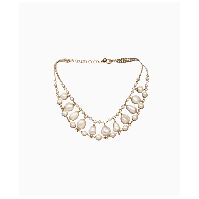 Collier Maud T Bijoux Rail Pop Corn Blanc