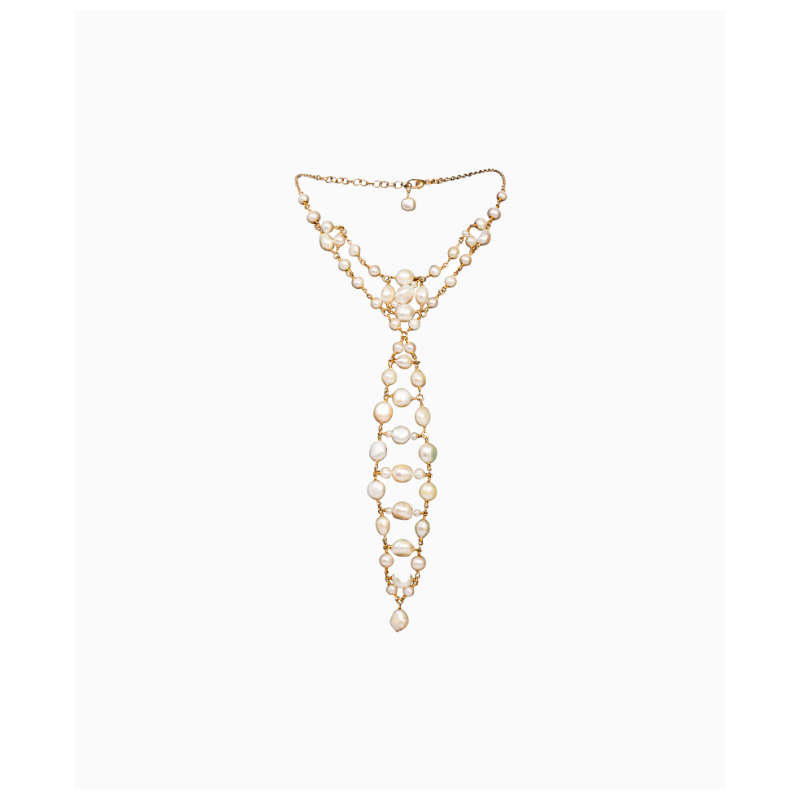 Collier Maud T Bijoux Cravate Pop Corn Blanc