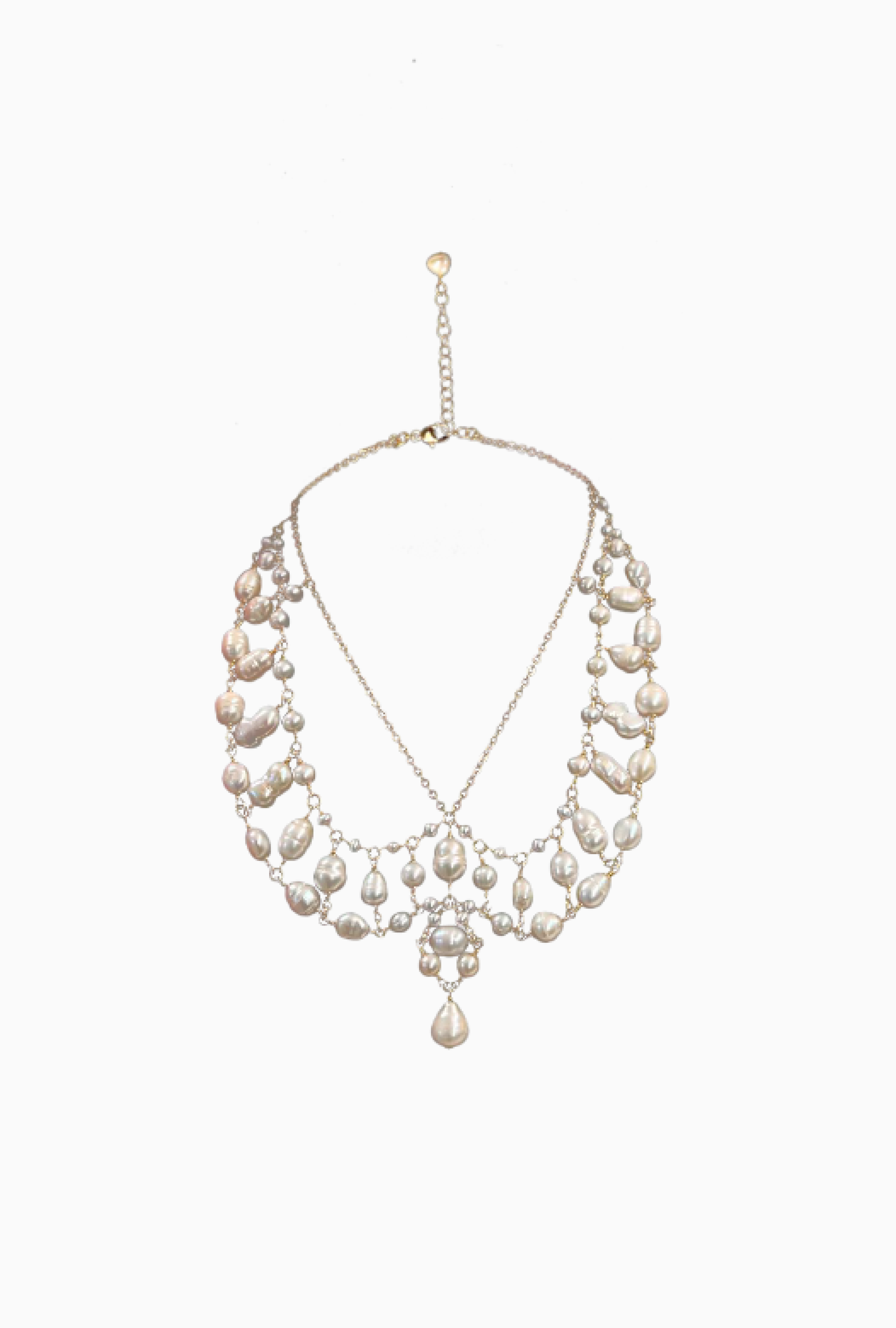 Collier Pop Corn Col Claudine Blanc