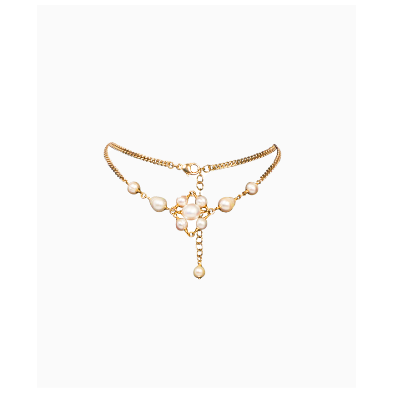 Choker Maud T Bijoux Popcorn Blanc Motif