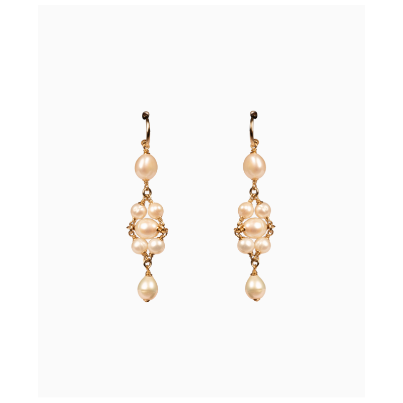 Boucles D'oreilles Maud T Bijoux Pop Corn Motif Blanc