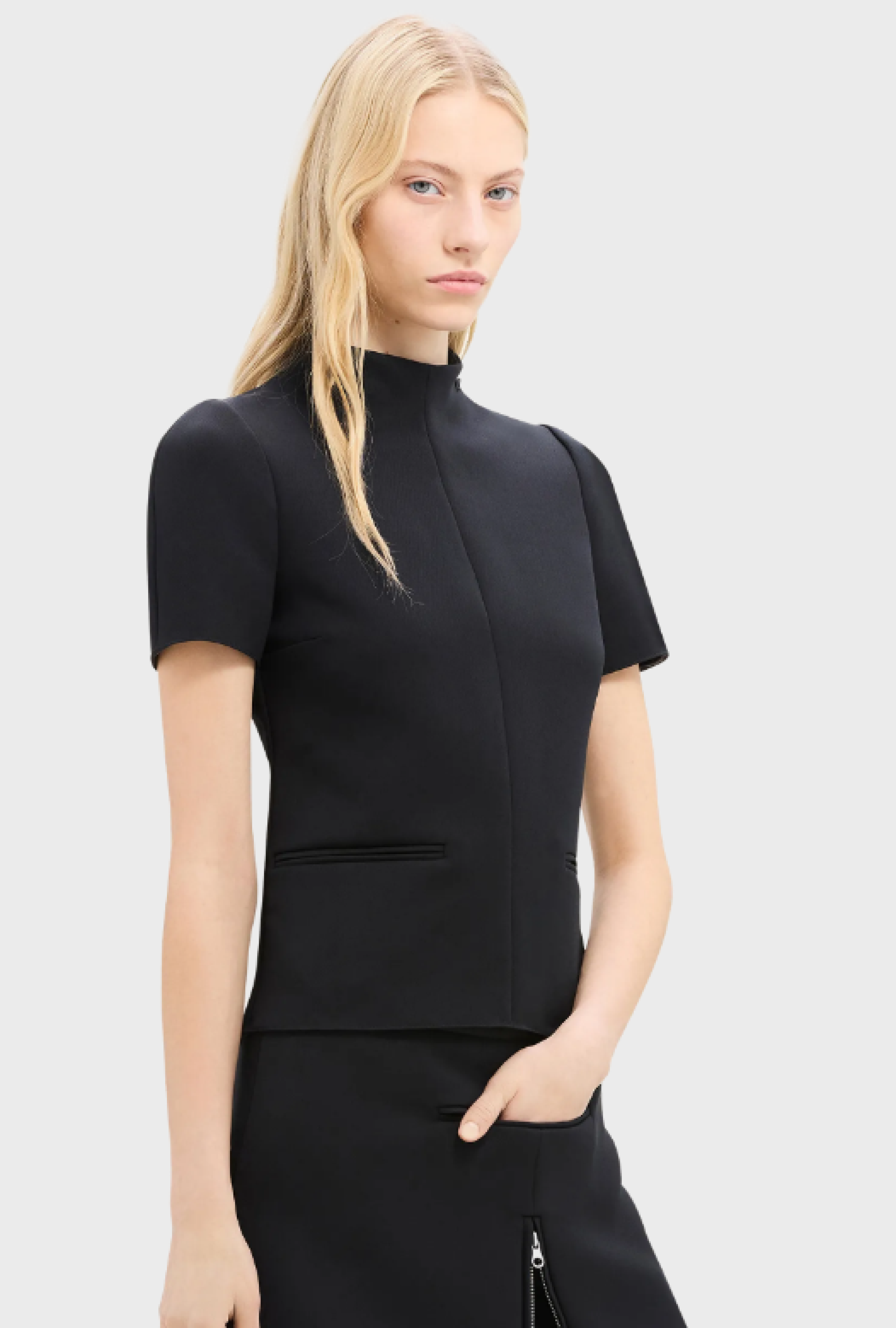 Top Zipped Twill Black