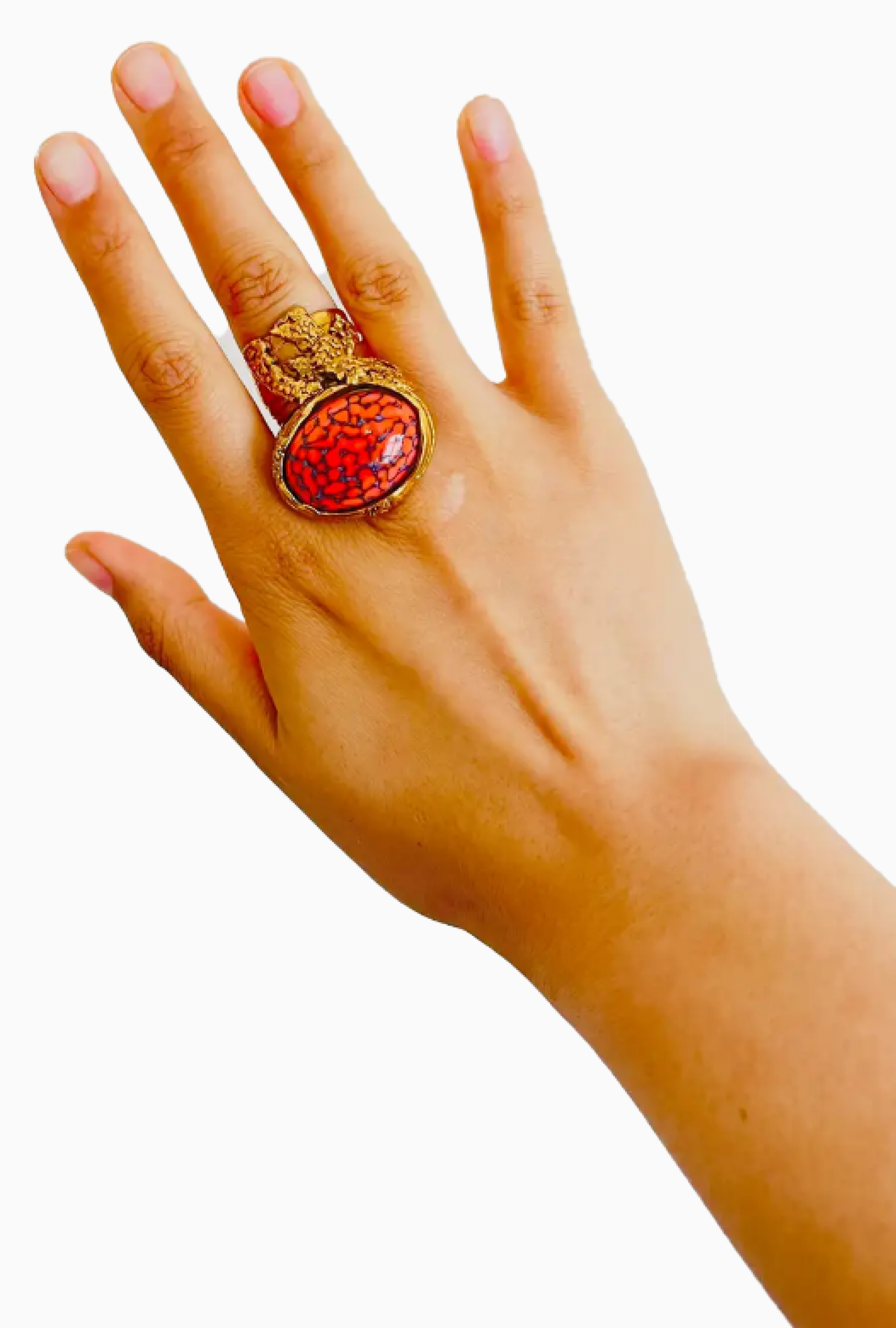 Bague Arty Cabochon Corail Circa 2000