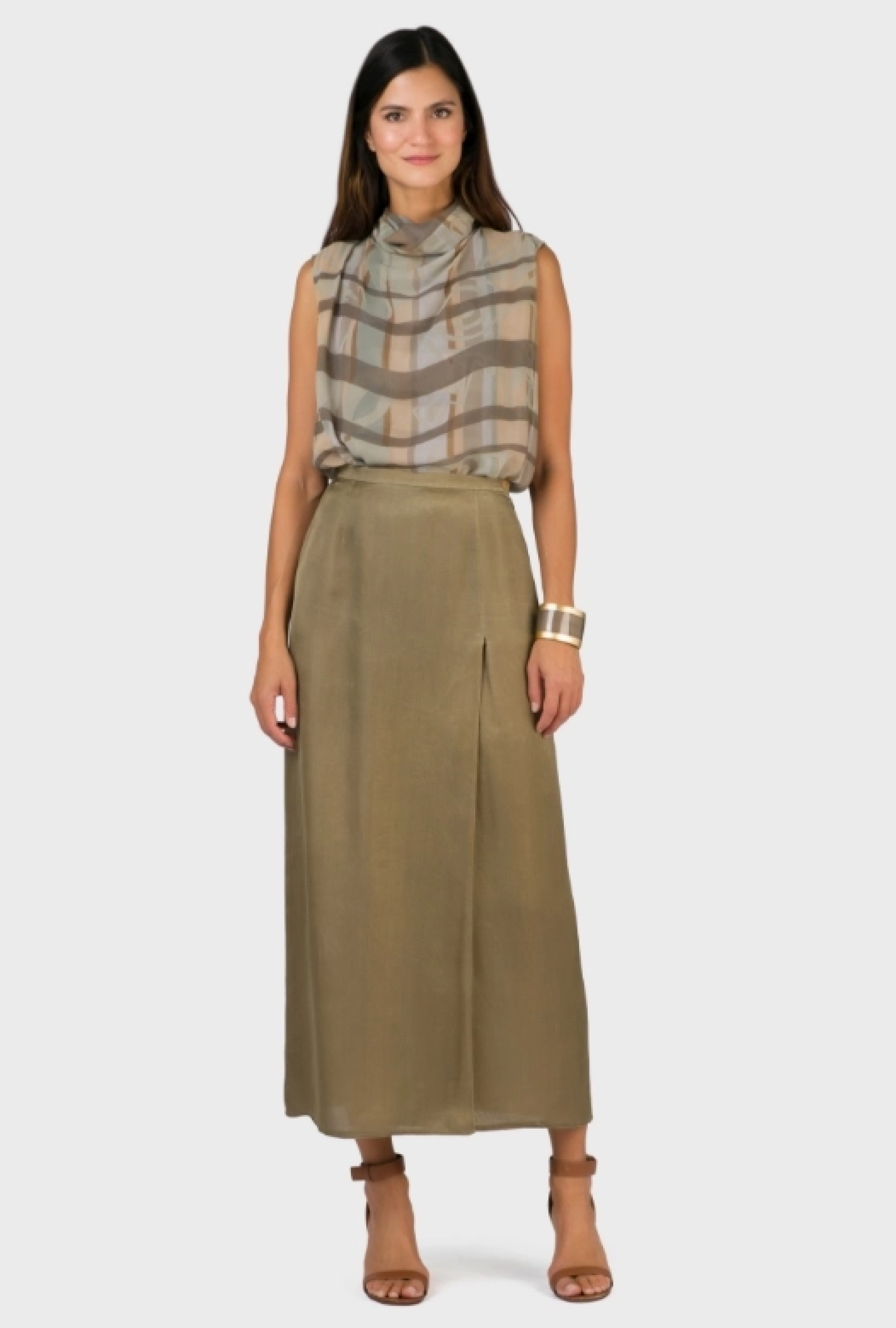 Ensemble Soie Plissée Vert