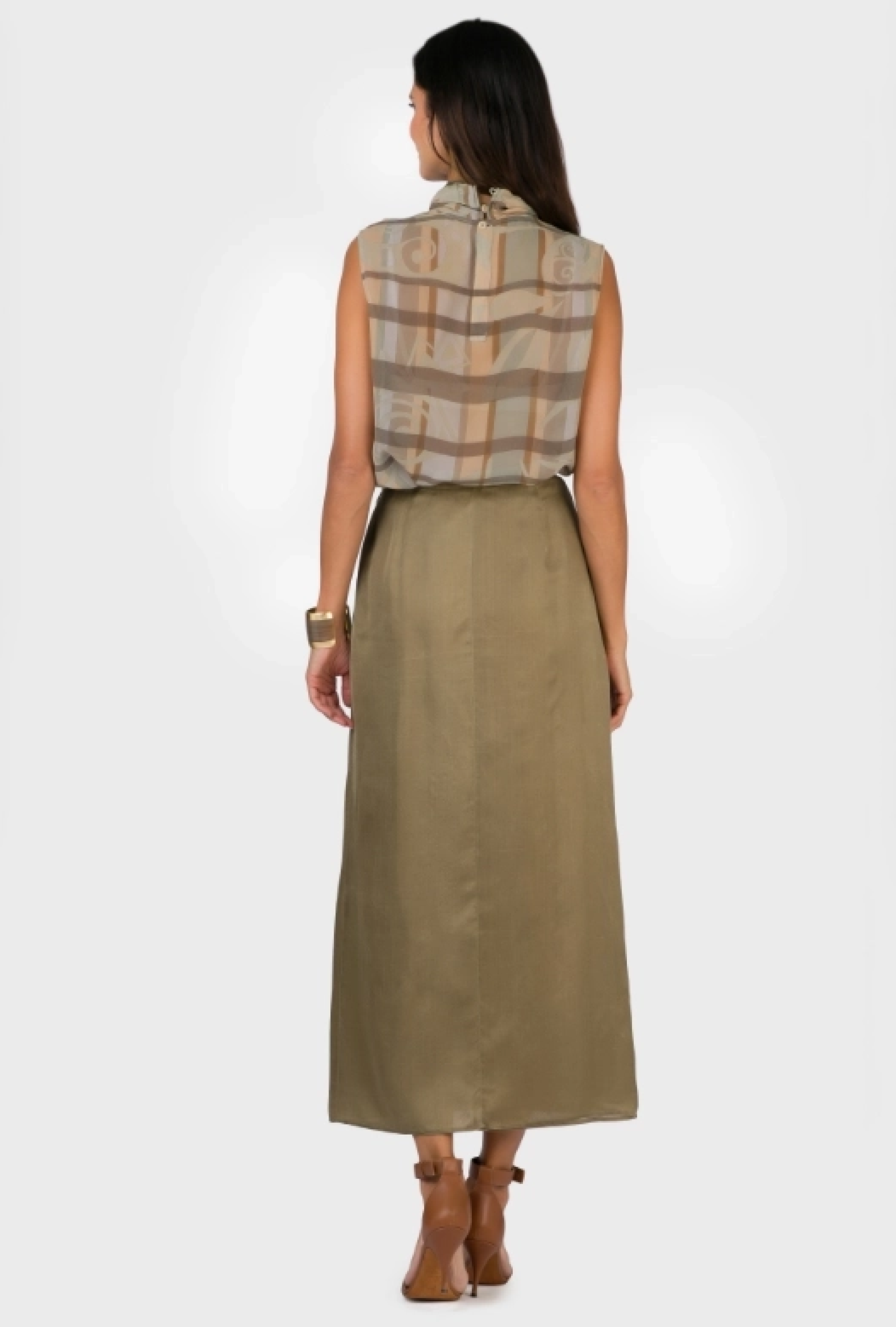 Ensemble Soie Plissée Vert