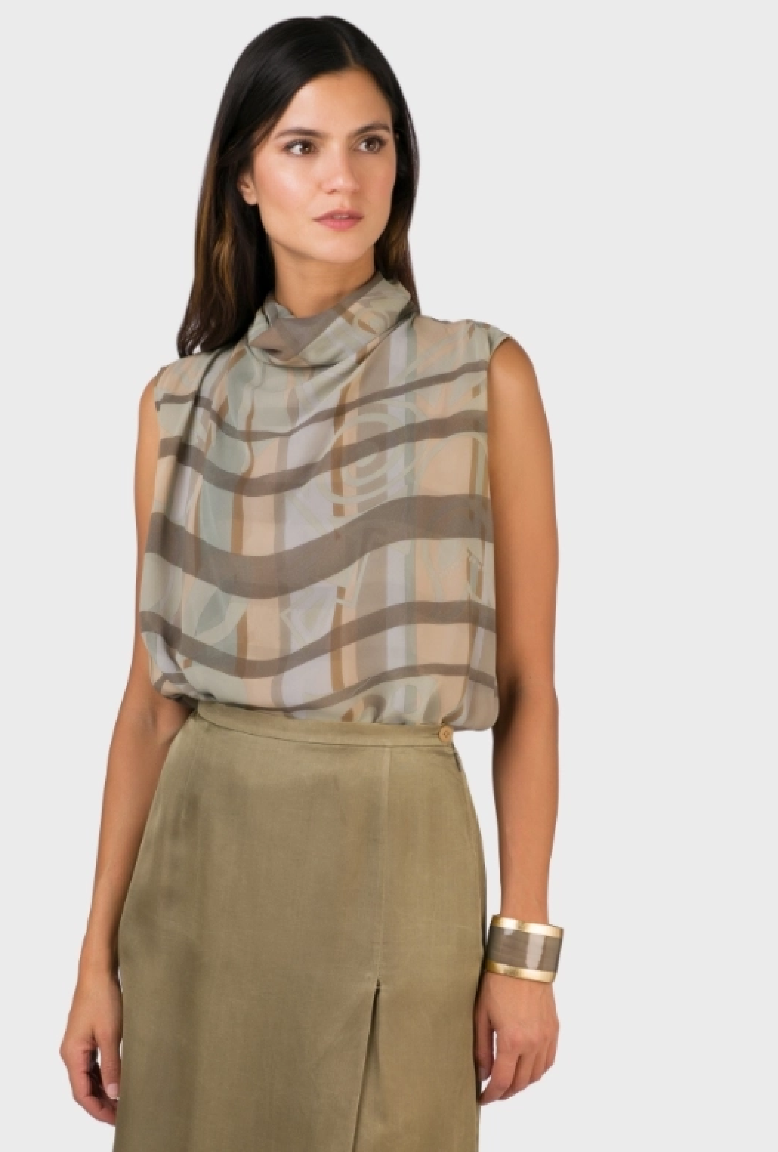 Ensemble Soie Plissée Vert