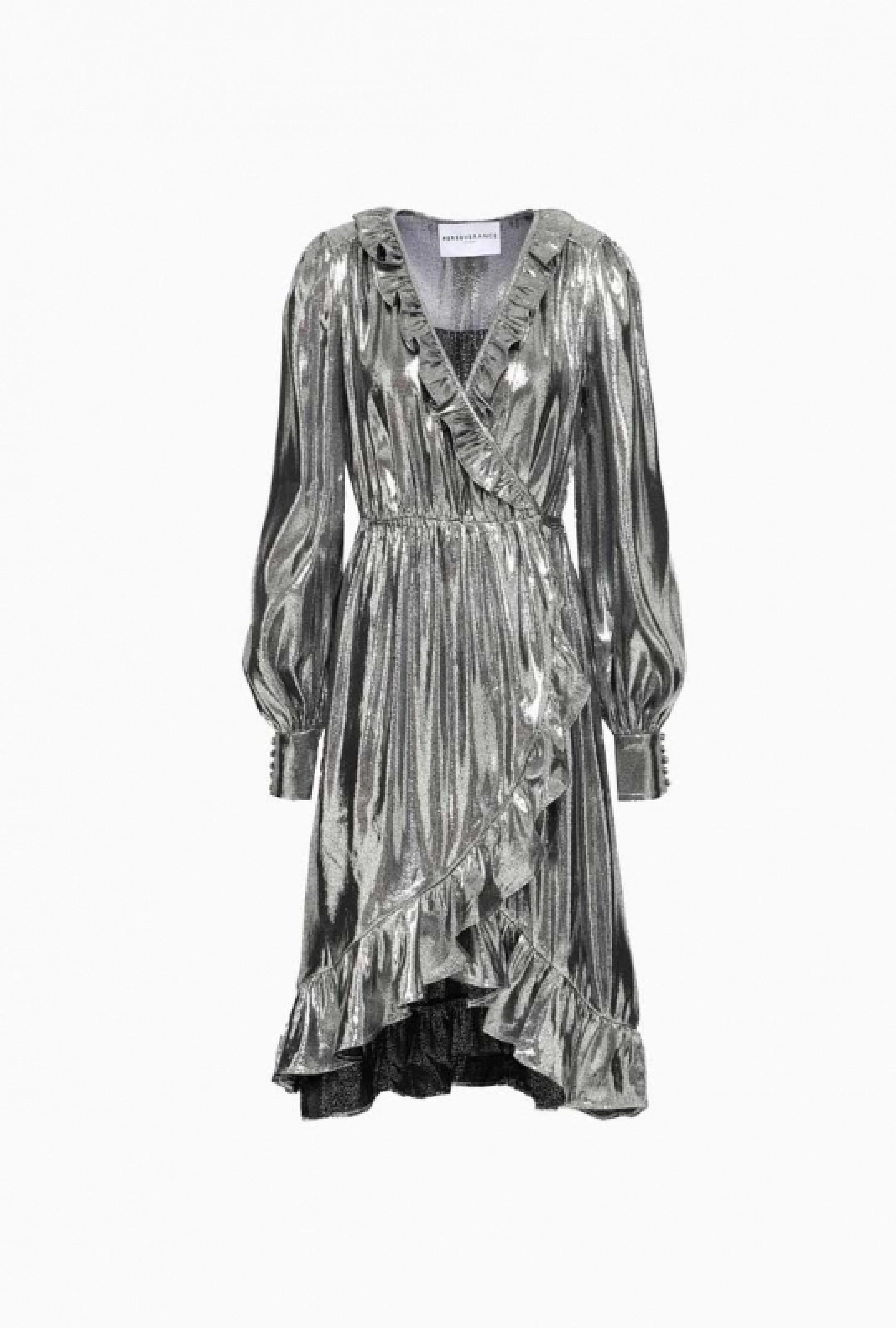 Robe Lamé Ruffle Wrap