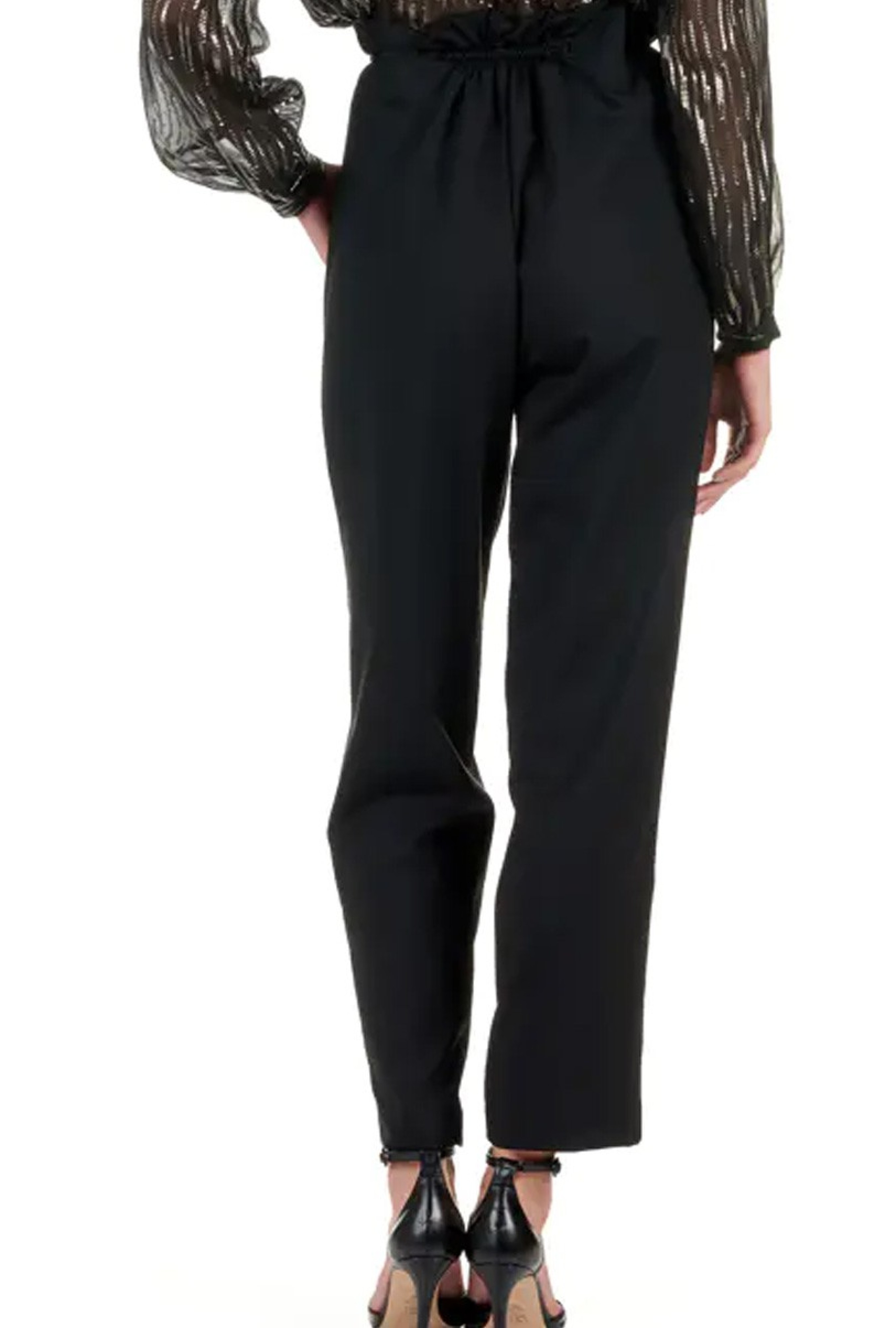 Pantalon carotte taille haute en crepe